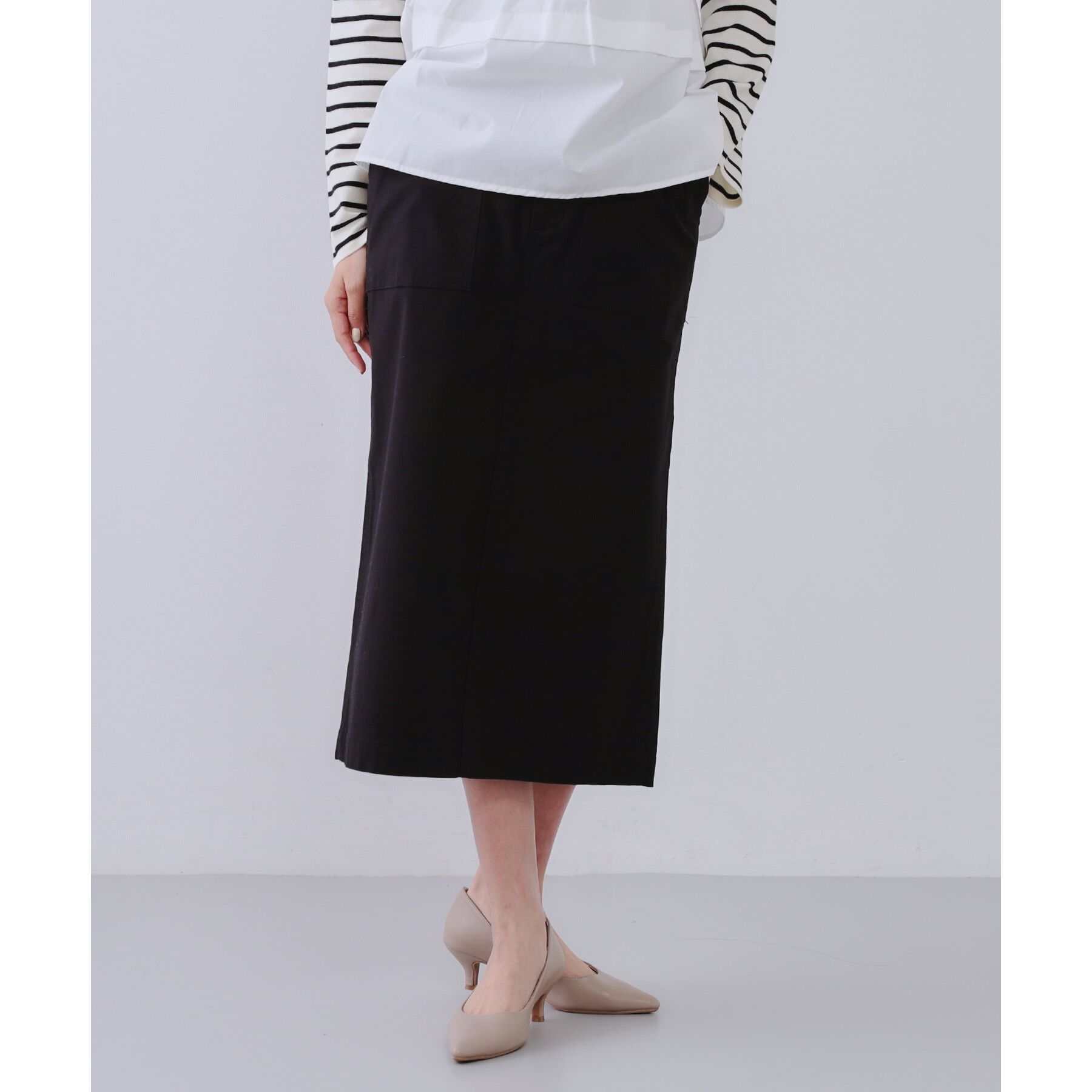 OPAQUE.CLIP「《S-LLsize》ストレッチベイカーナロースカート【洗濯機洗い可】」|スカート|