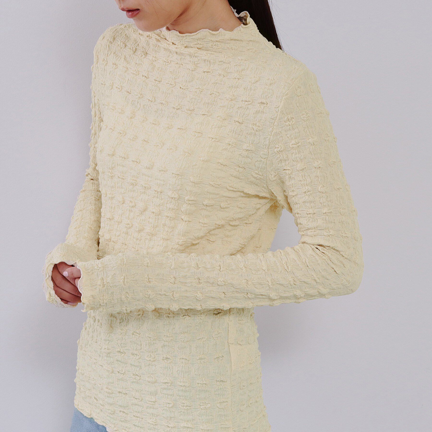 OPAQUE.CLIP「ぽこぽこハイネックカットソー【洗濯機洗い可】」|Tシャツ・カットソー|