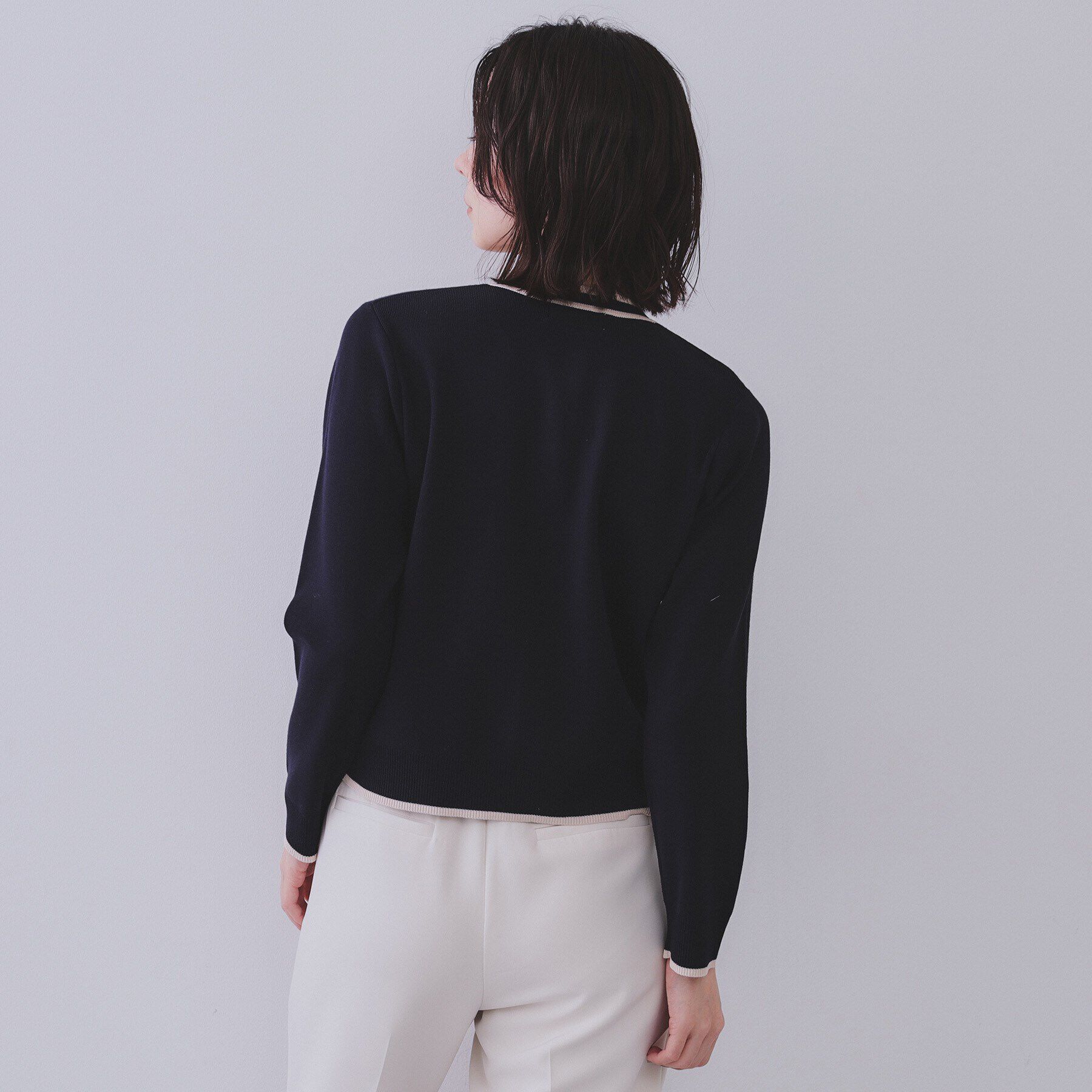 OPAQUE.CLIP「《美人百花掲載》配色ラインカーディガン/アンサンブル対応【洗濯機洗い可】」|カーディガン|