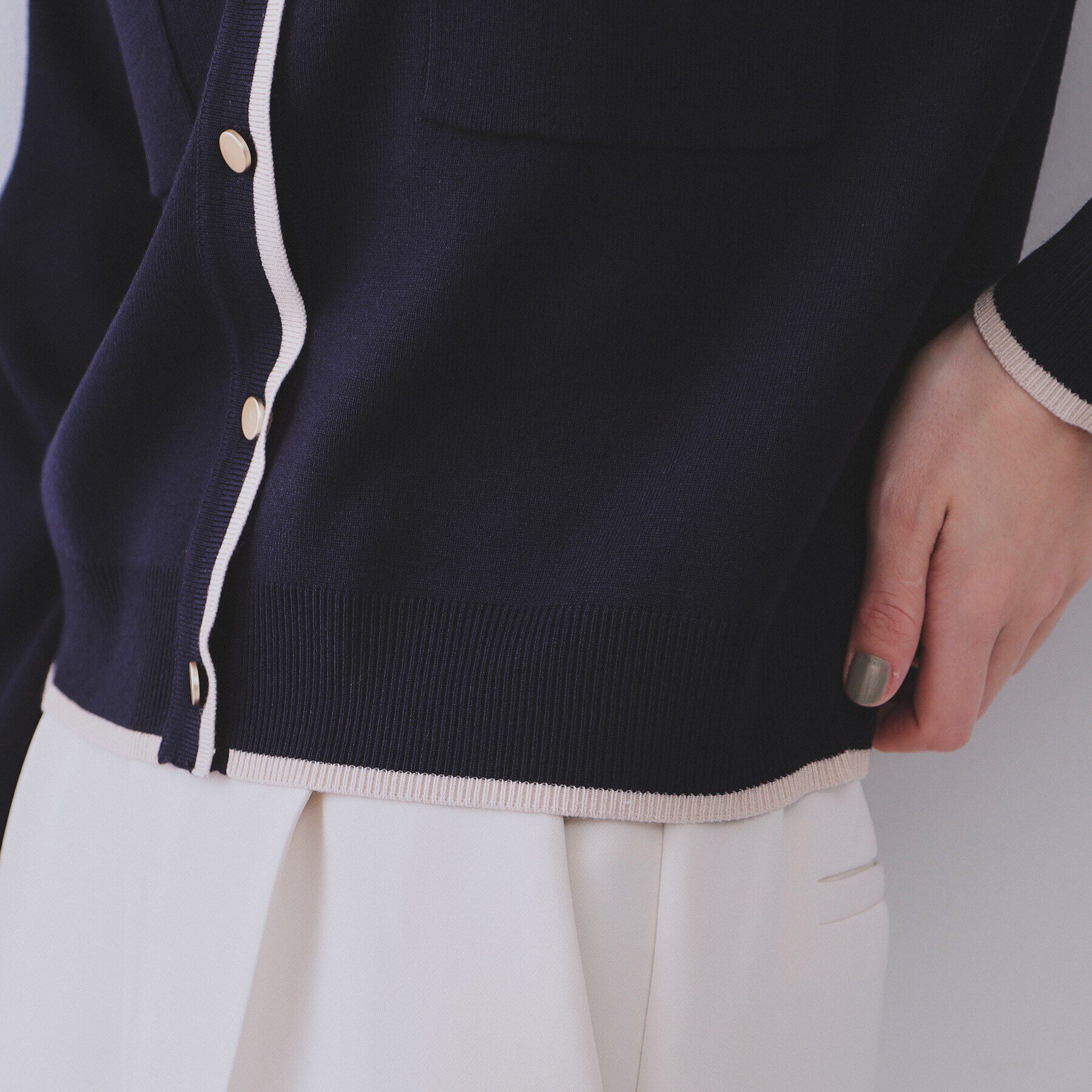 OPAQUE.CLIP「《美人百花掲載》配色ラインカーディガン/アンサンブル対応【洗濯機洗い可】」|カーディガン|