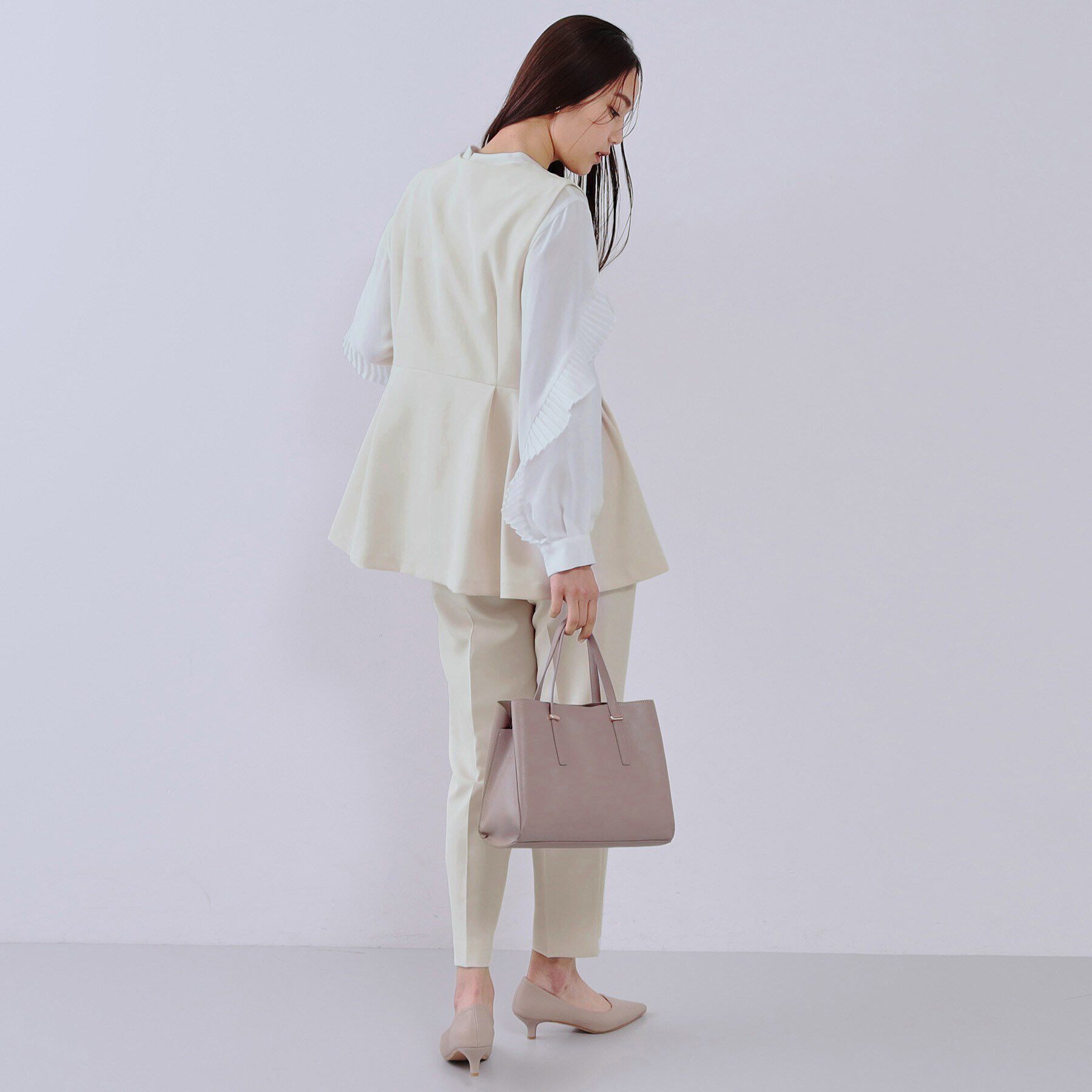 OPAQUE.CLIP「《通勤・セレモニー対応/セットアップ対応》ペプラムジレ【洗濯機洗い可】」|ベスト・ジレ|