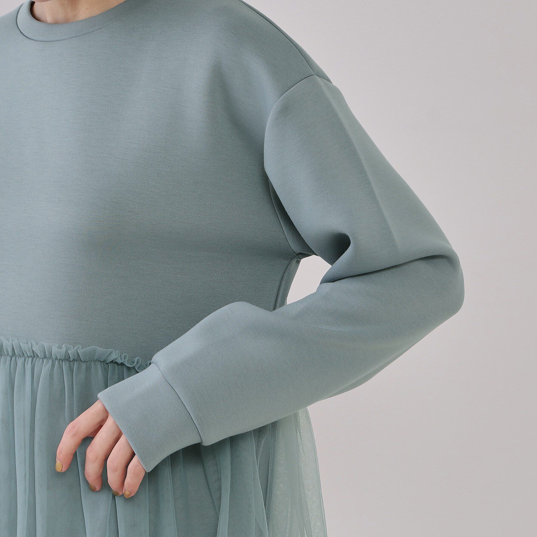 OPAQUE.CLIP「チュールドッキングペプラムトップス【洗濯機洗い可】」|Tシャツ・カットソー|