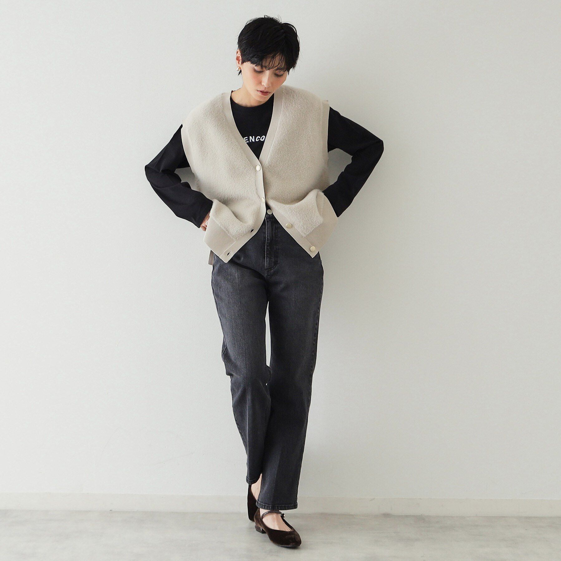 OPAQUE.CLIP「フェザーヤーンニットベスト【洗濯機洗い可】」|ベスト・ジレ|