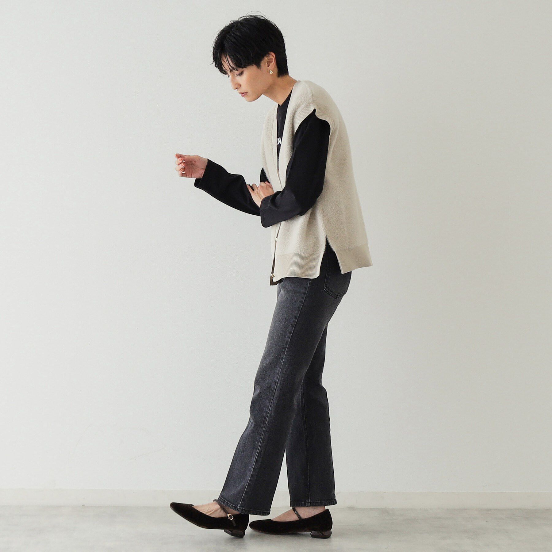 OPAQUE.CLIP「フェザーヤーンニットベスト【洗濯機洗い可】」|ベスト・ジレ|