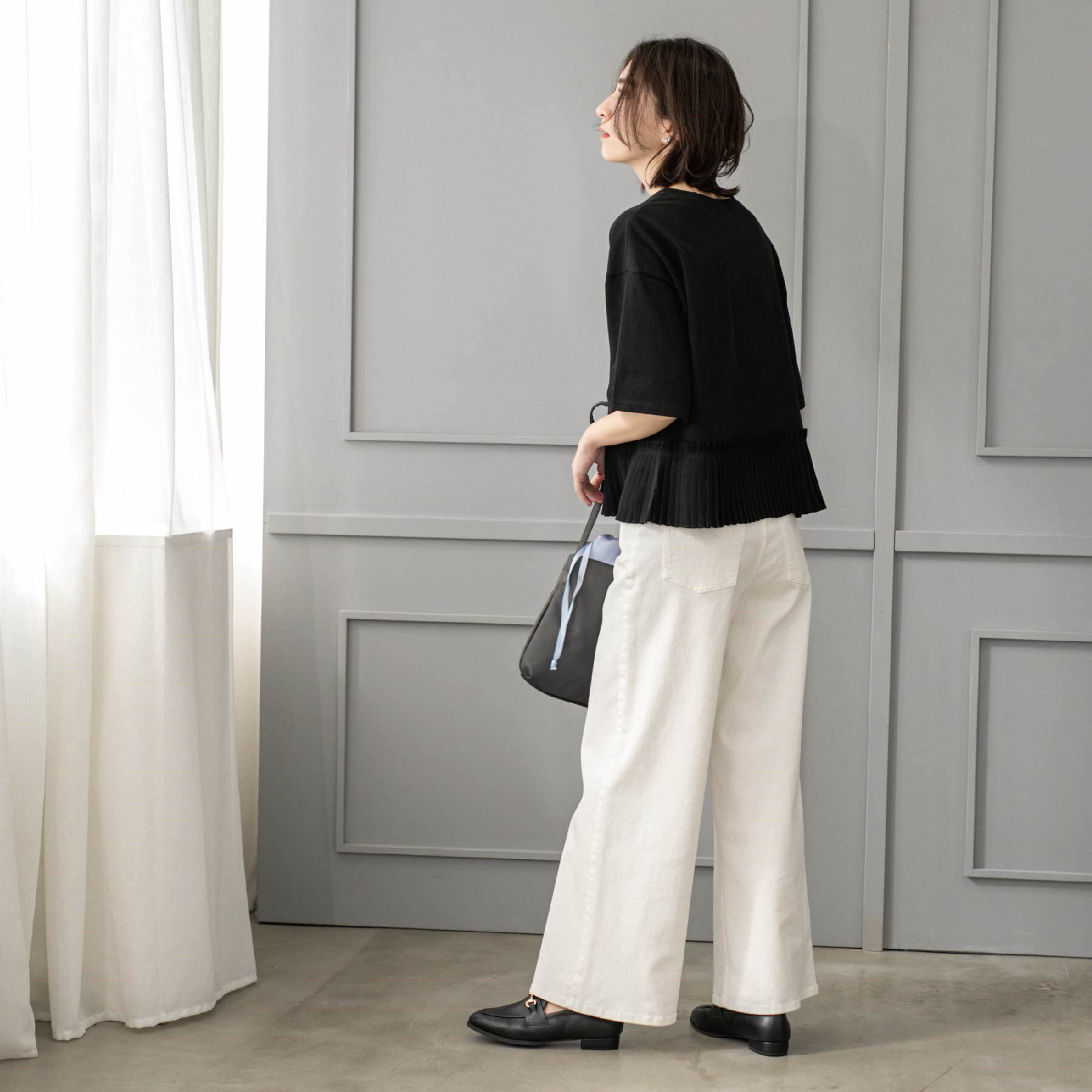 OPAQUE.CLIP「プリーツデザインドッキングトップス【洗濯機洗い可】」|Tシャツ・カットソー|