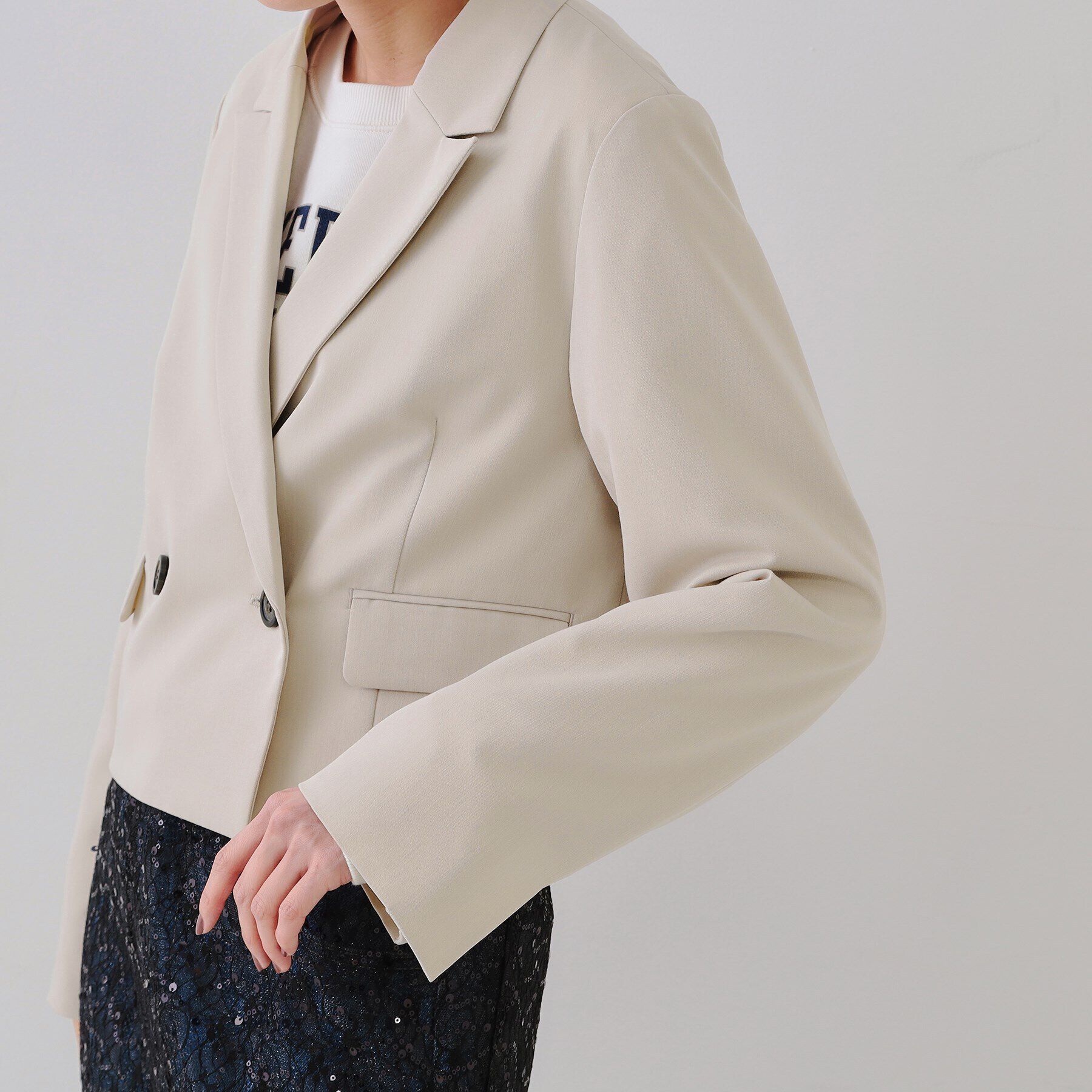 OPAQUE.CLIP「ショートテーラードジャケット【洗濯機洗い可】」|テーラードジャケット|
