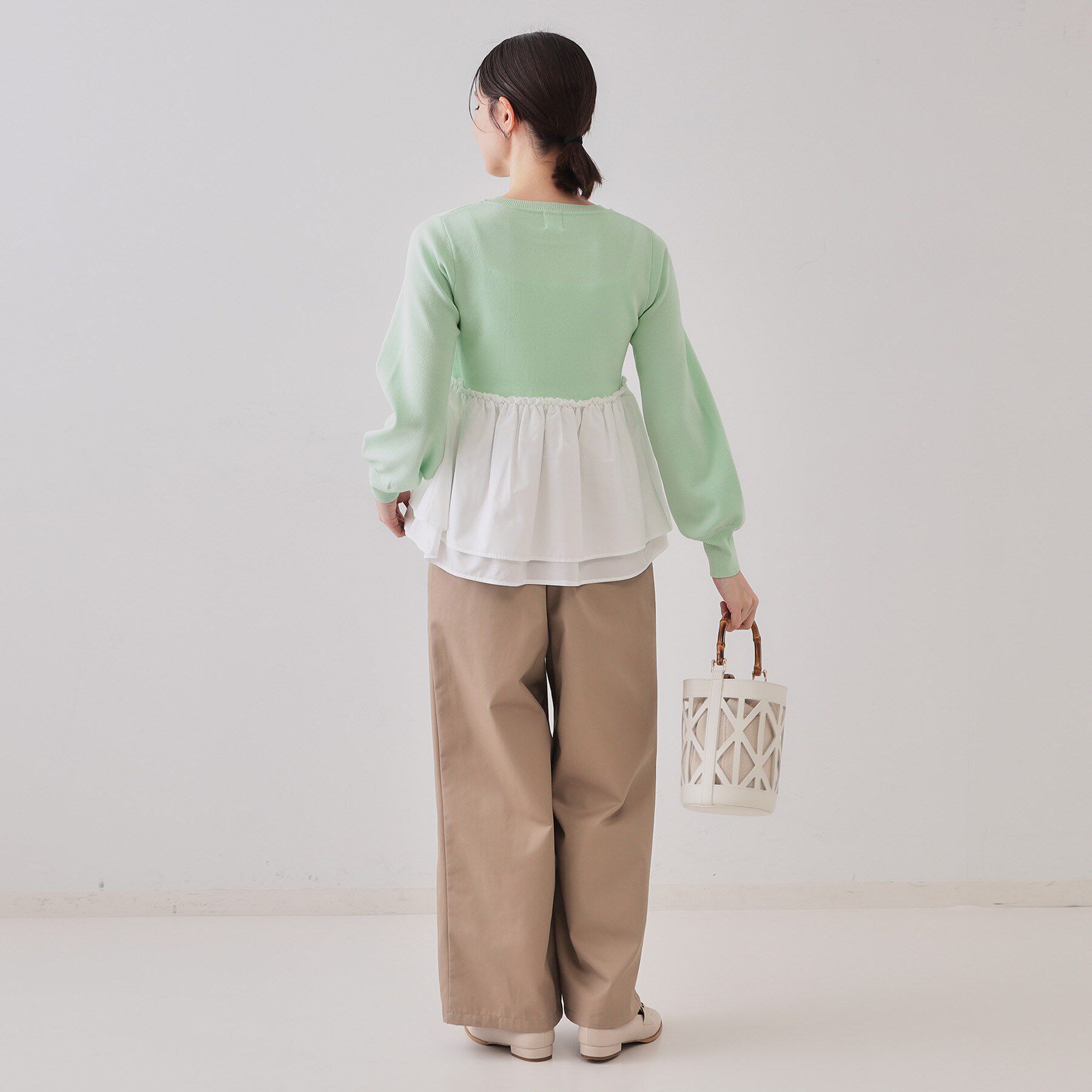 OPAQUE.CLIP「配色ペプラムドッキングニット【洗濯機洗い可】」|Tシャツ・カットソー|