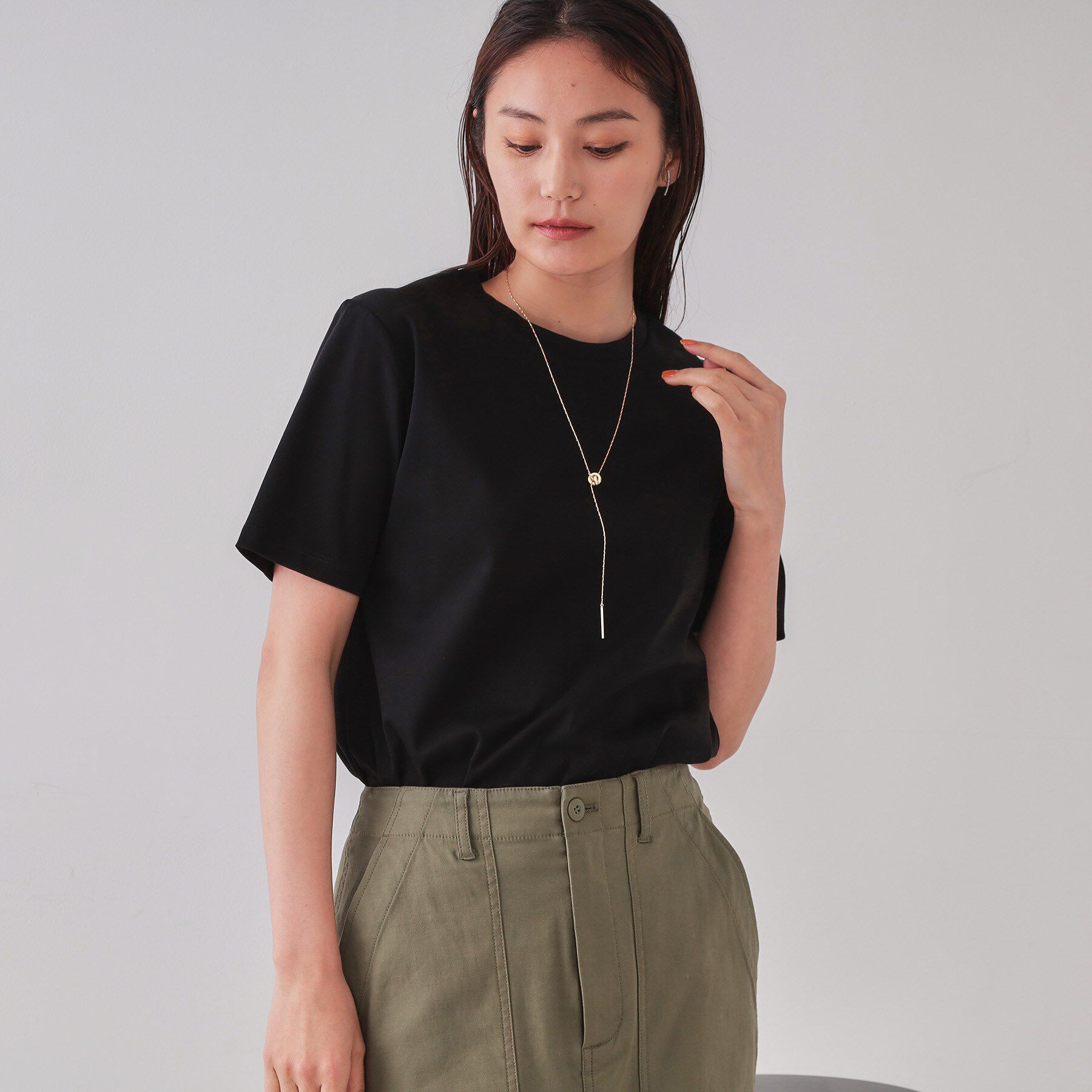 OPAQUE.CLIP「《5色展開/SS-LLサイズ》ベーシックTシャツ【UV/接触冷感/洗濯機洗い可】」|Tシャツ・カットソー|