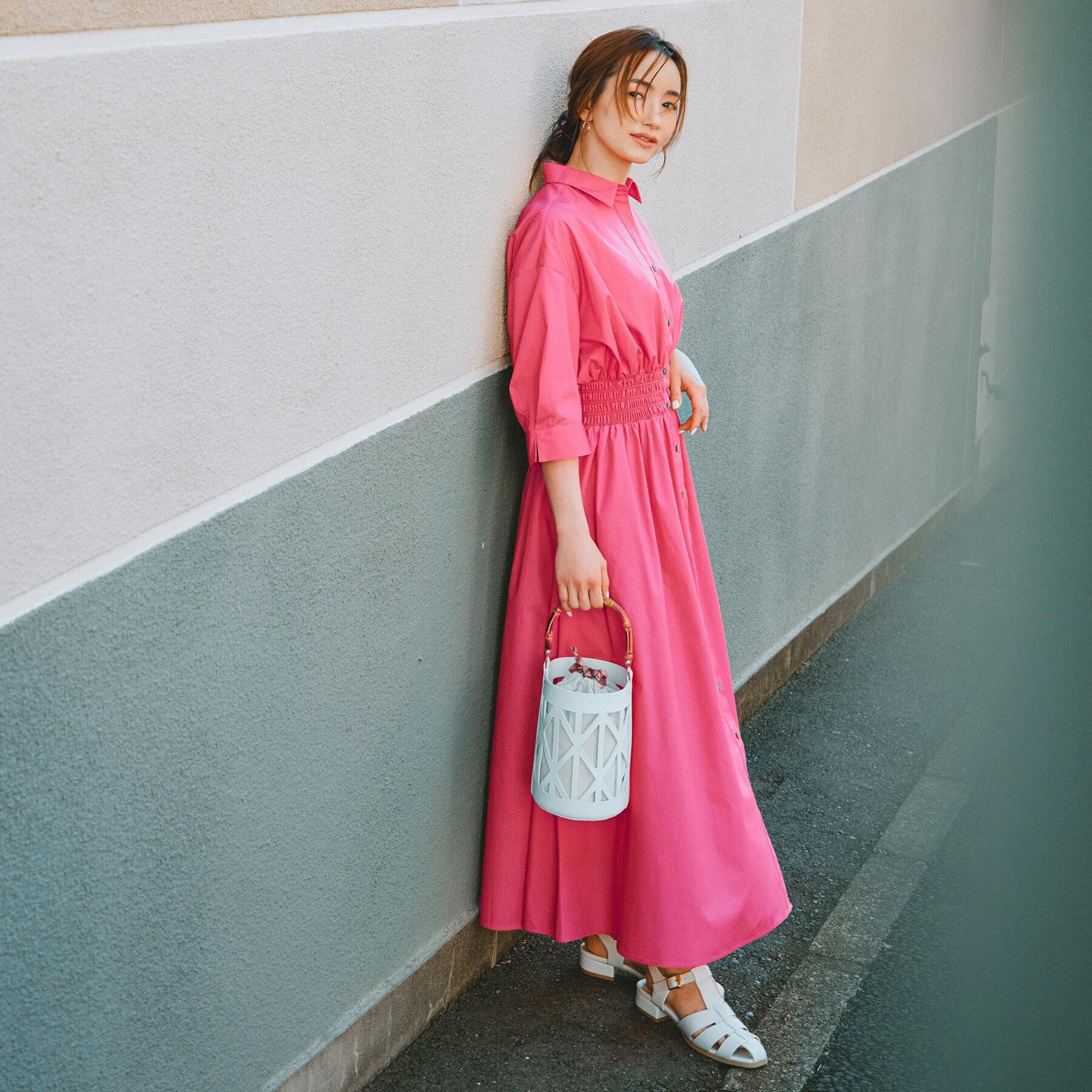 OPAQUE.CLIP「《5色展開》フィット＆フレアシャツワンピース【洗濯機洗い可】」|ワンピース|