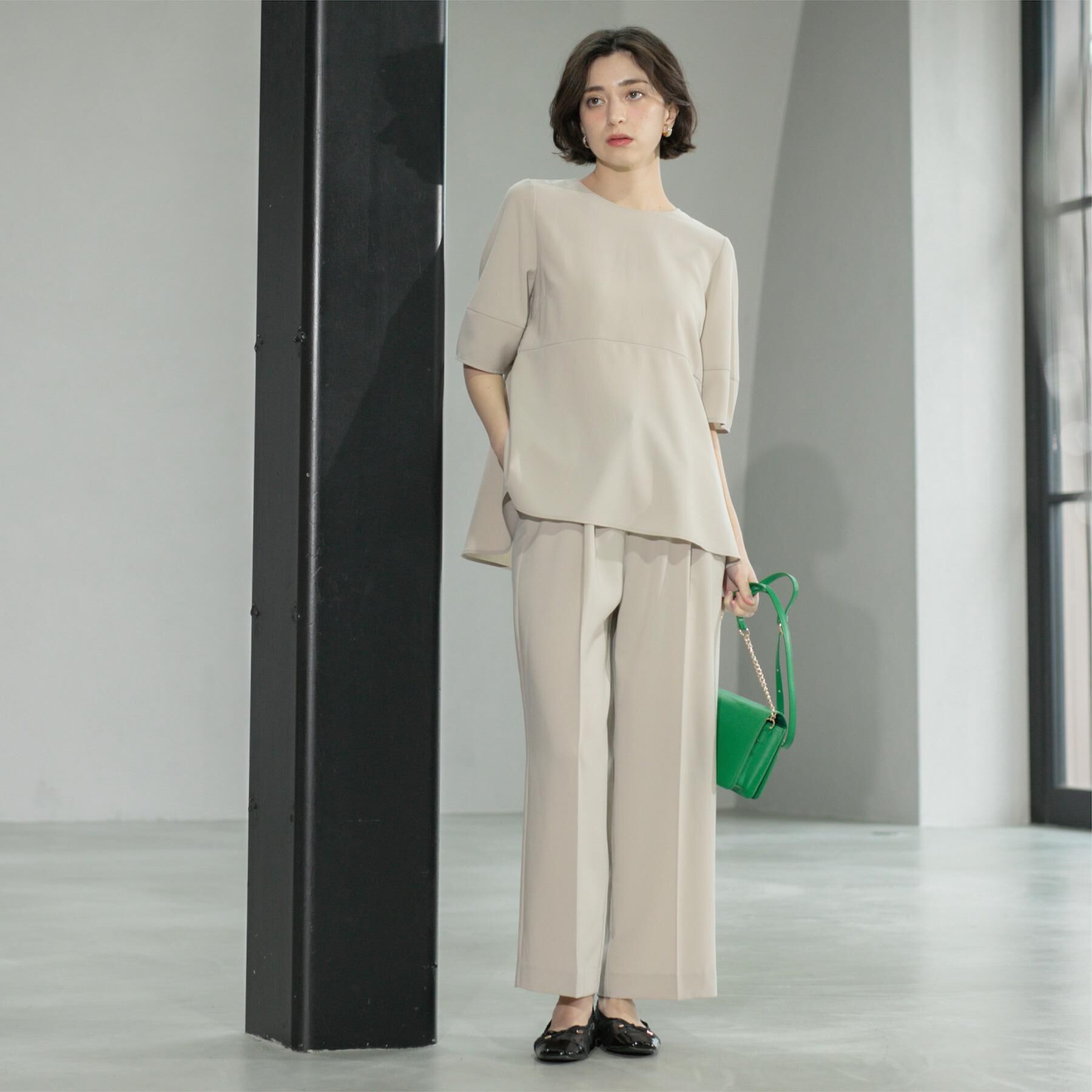 OPAQUE.CLIP「《6色展開/丈が選べる》美脚イージーワイドパンツ/セットアップ対応【ストレッチ/洗濯機洗い可/防シワ」|その他|