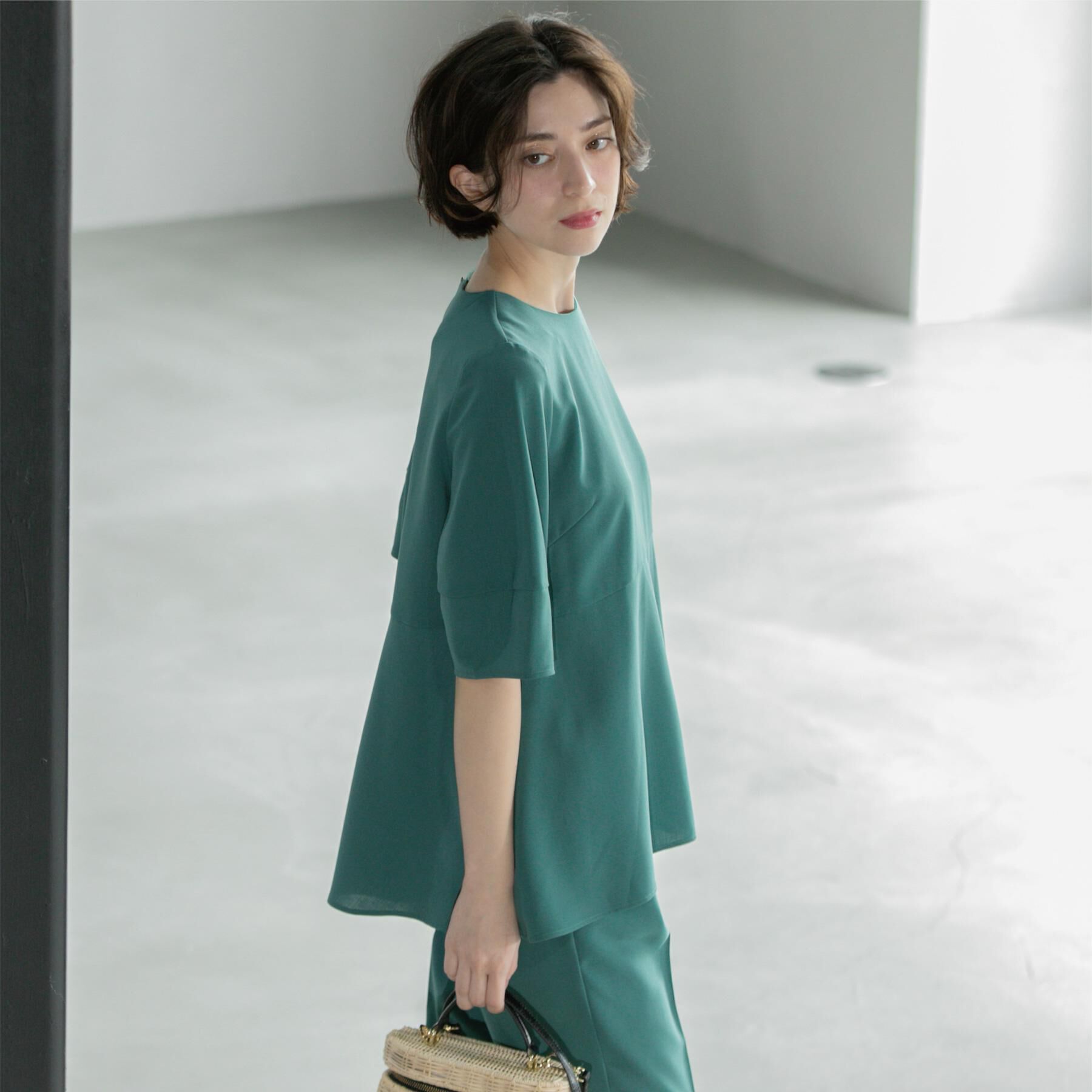 OPAQUE.CLIP「《6色展開》ストレッチペプラムブラウス/セットアップ対応【洗濯機洗い可/防シワ】」|シャツ・ブラウス|