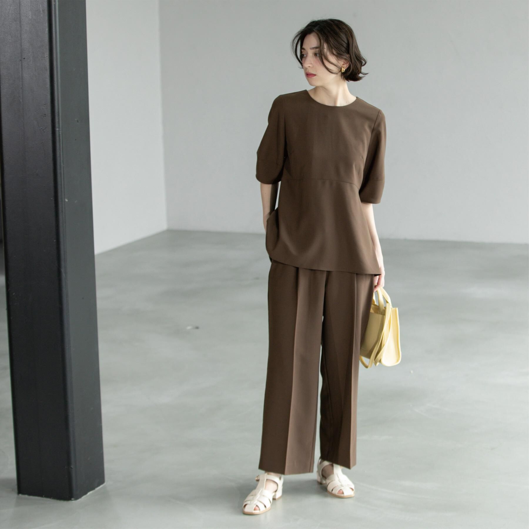 OPAQUE.CLIP「《6色展開》ストレッチペプラムブラウス/セットアップ対応【洗濯機洗い可/防シワ】」|シャツ・ブラウス|