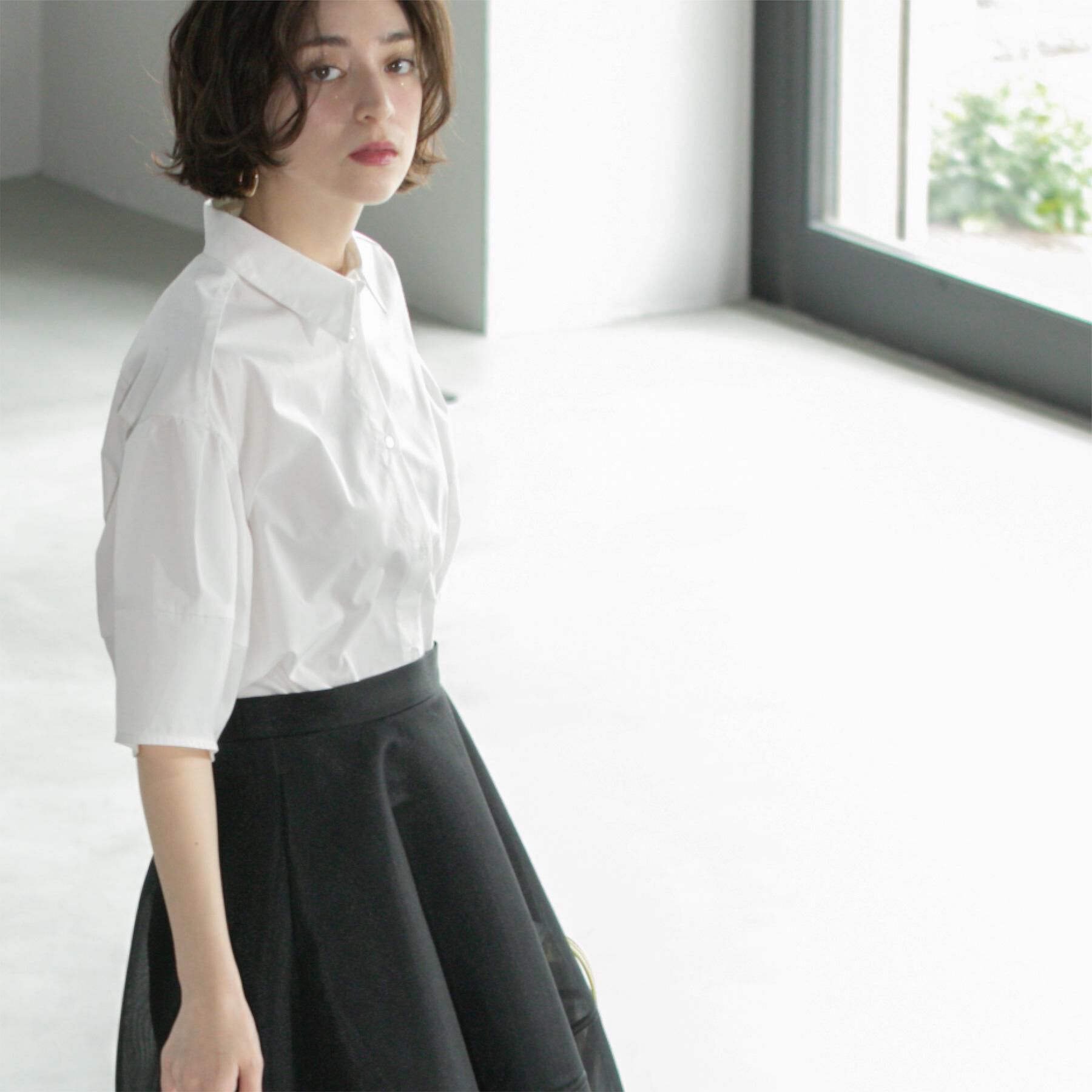 OPAQUE.CLIP「《美人百花掲載》ランタンスリーブシャツ【洗濯機洗い可】」|シャツ・ブラウス|