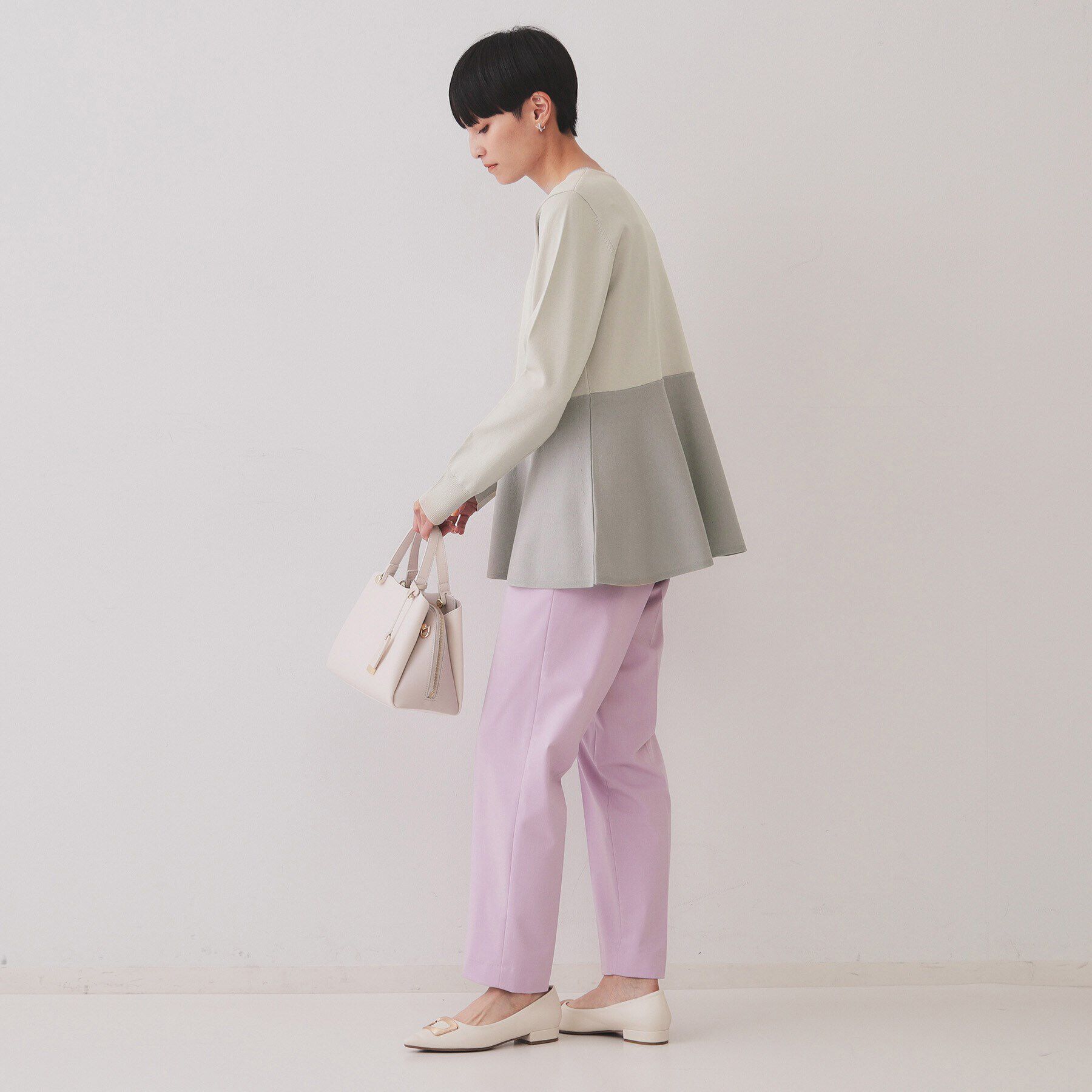 OPAQUE.CLIP「配色ペプラムニット【洗濯機洗い可／抗ピル】」|ニット・セーター|