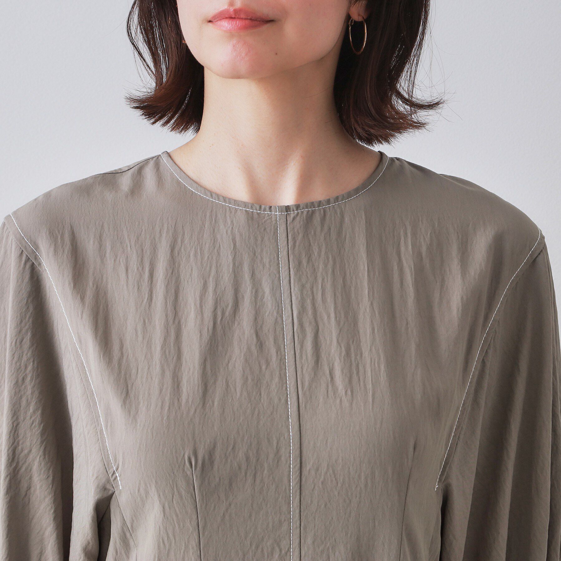 OPAQUE.CLIP「配色ボリュームタックスリーブワンピース【洗濯機洗い可】」|ワンピース|