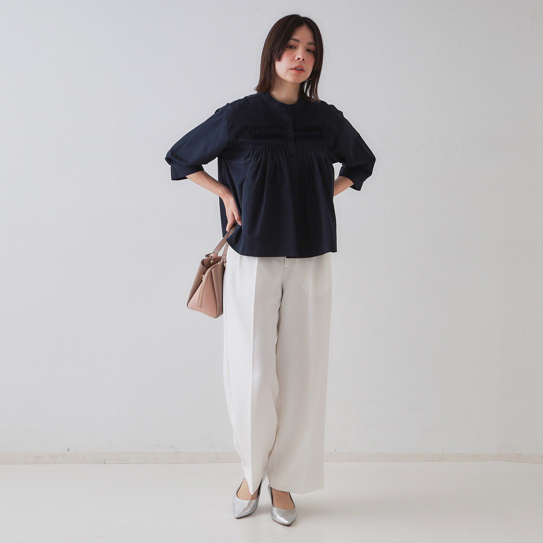 OPAQUE.CLIP「ピンタックフレアシャツ【洗濯機洗い可】」|シャツ・ブラウス|