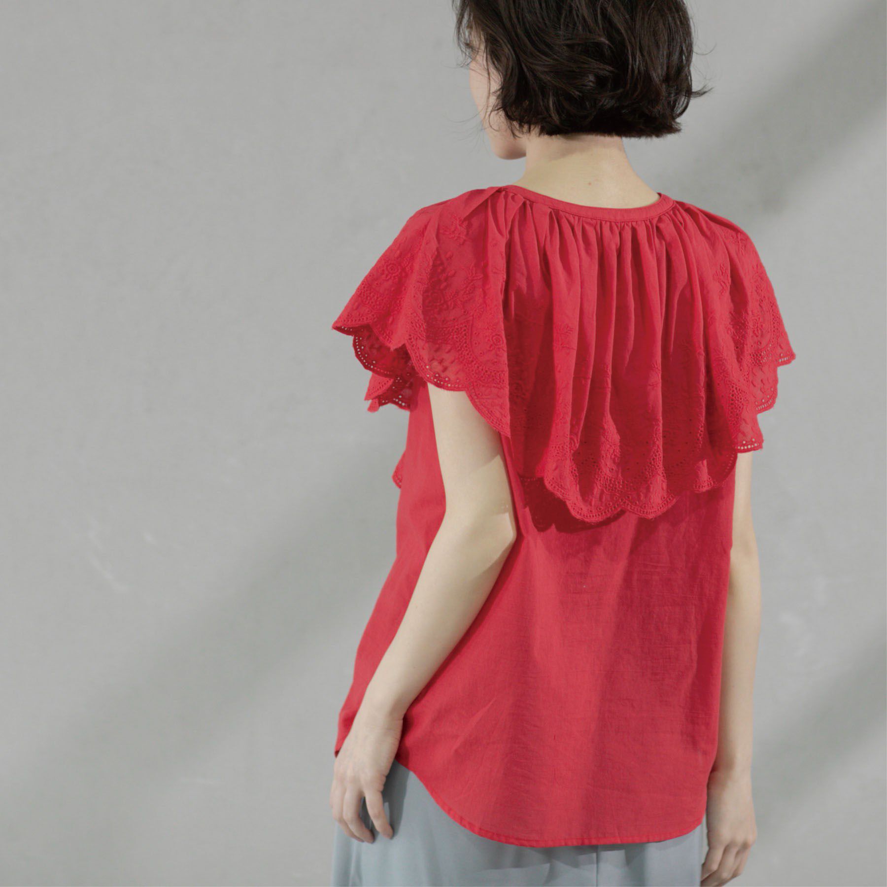 OPAQUE.CLIP「刺繍レースカラーブラウス」|シャツ・ブラウス|