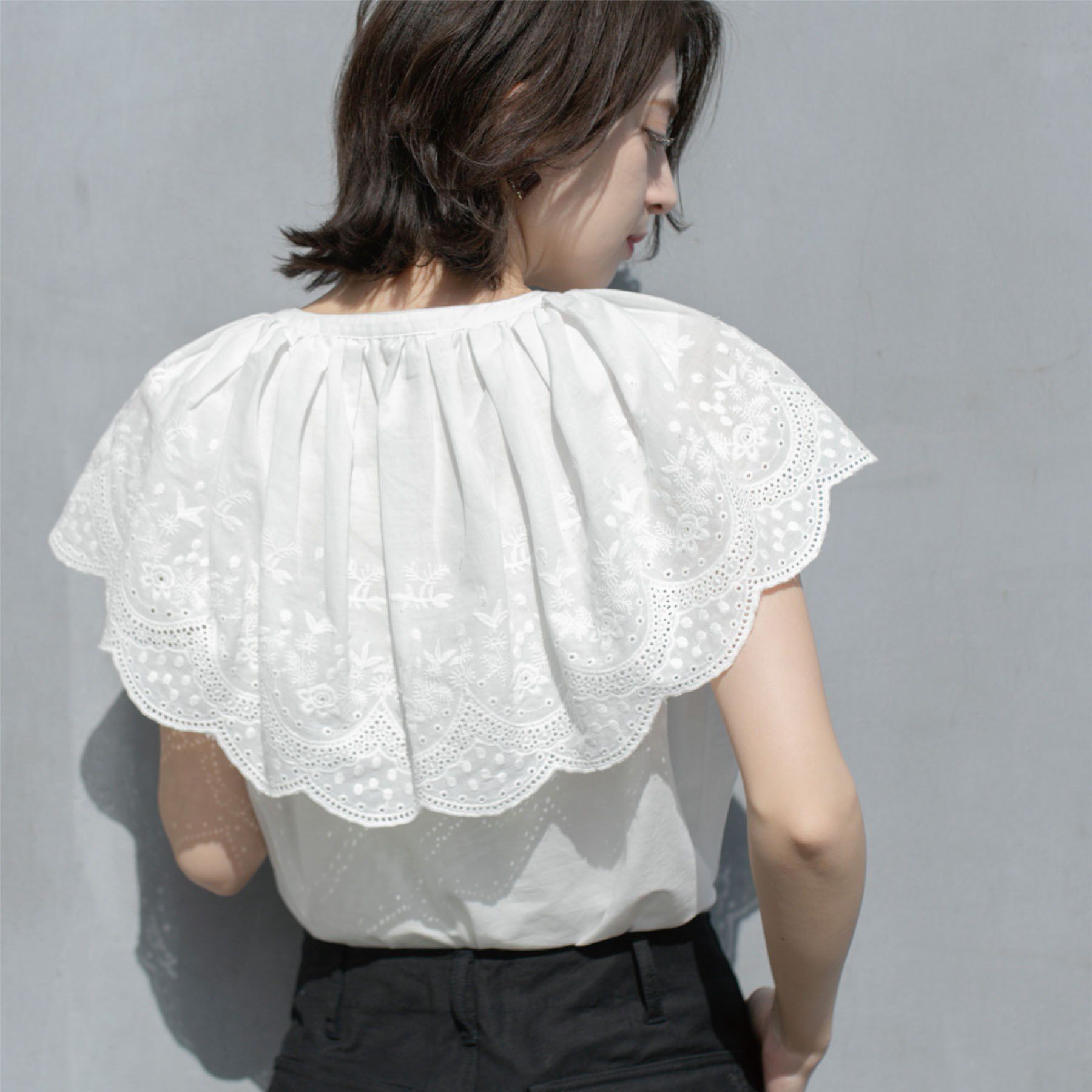 OPAQUE.CLIP「刺繍レースカラーブラウス」|シャツ・ブラウス|