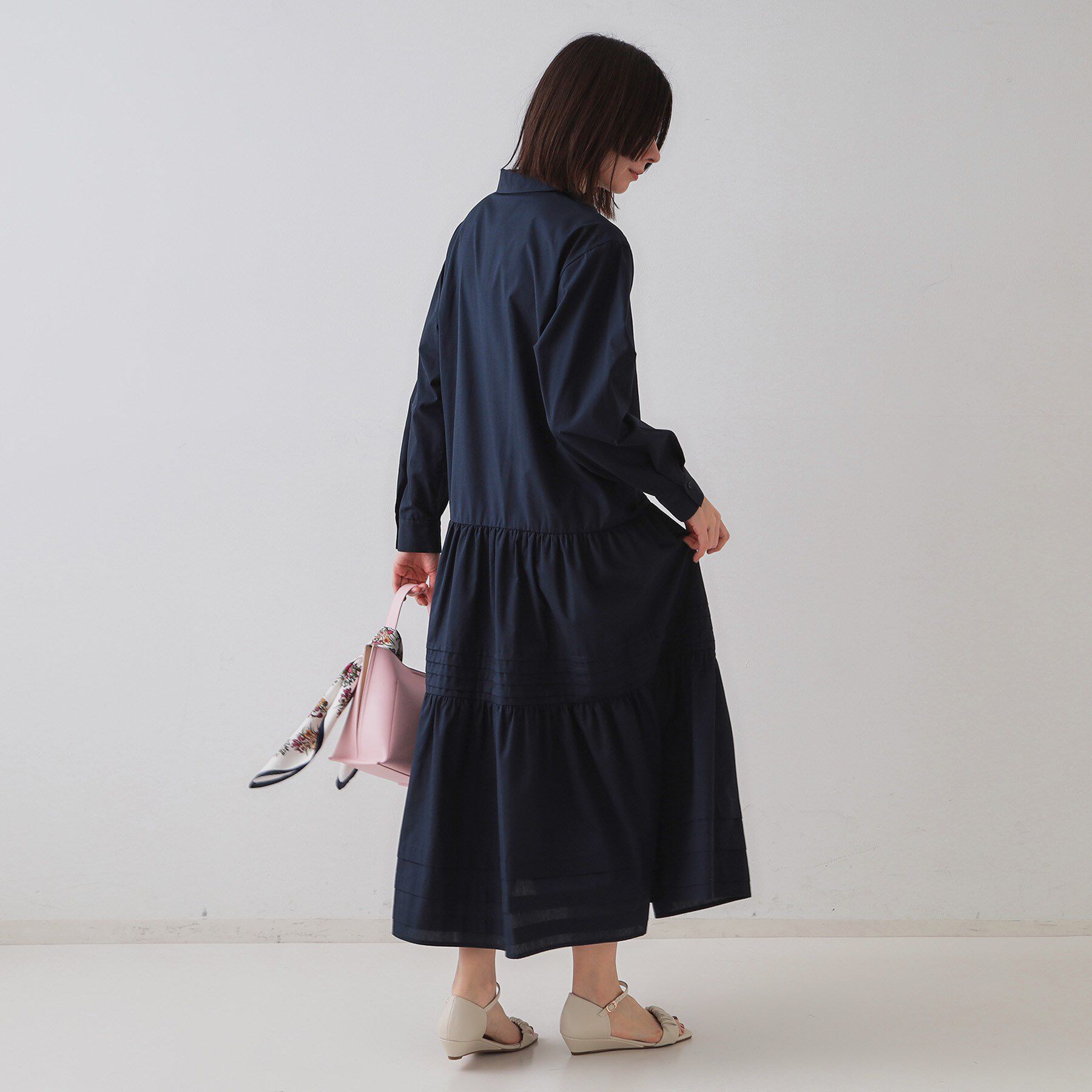 OPAQUE.CLIP「裾タックティアードシャツワンピース【洗濯機洗い可】」|ワンピース|