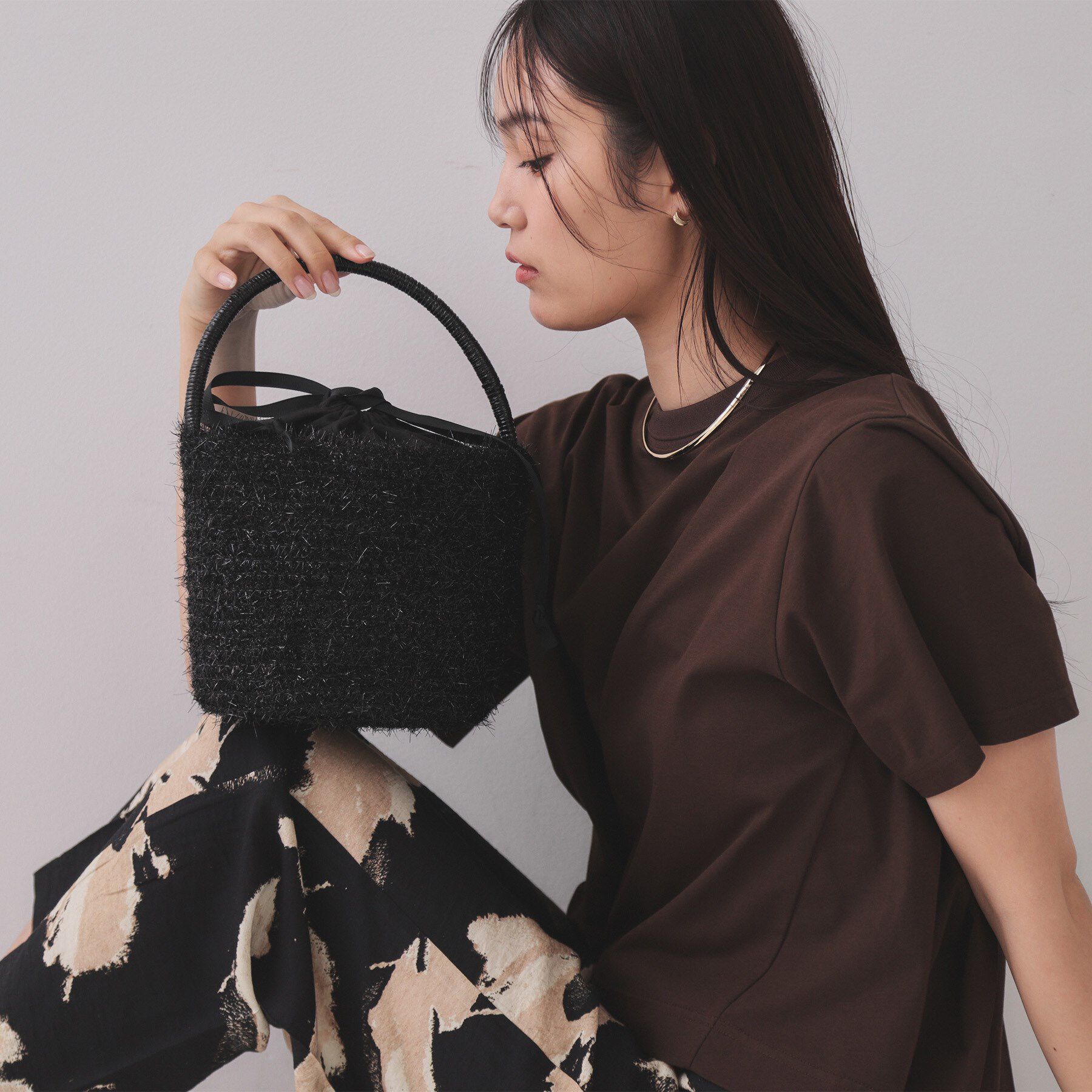 OPAQUE.CLIP「ラメバスケット調バケットバッグ」|ハンドバッグ|