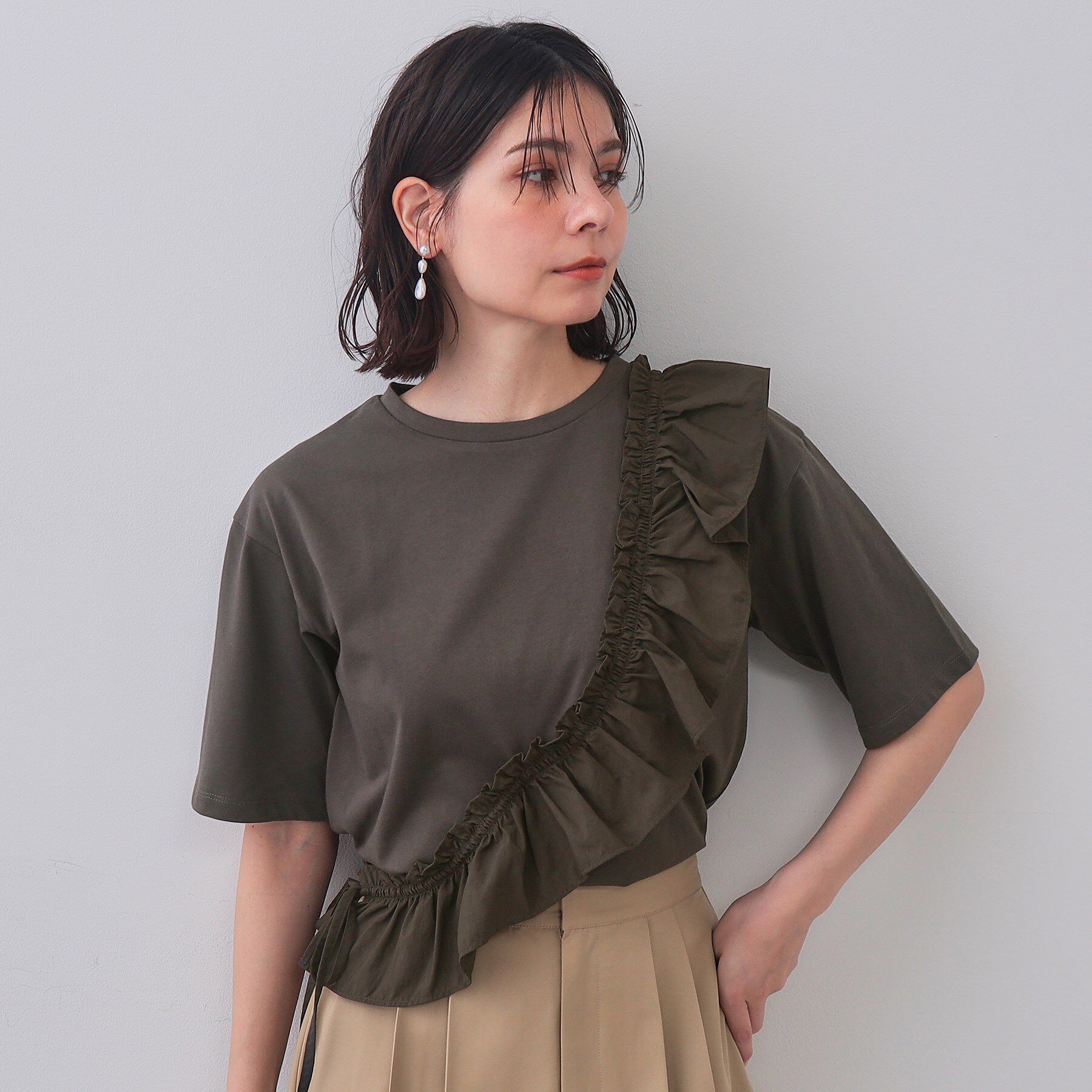 OPAQUE.CLIP「フリルドッキングカットソー【洗濯機洗い可】」|Tシャツ・カットソー|