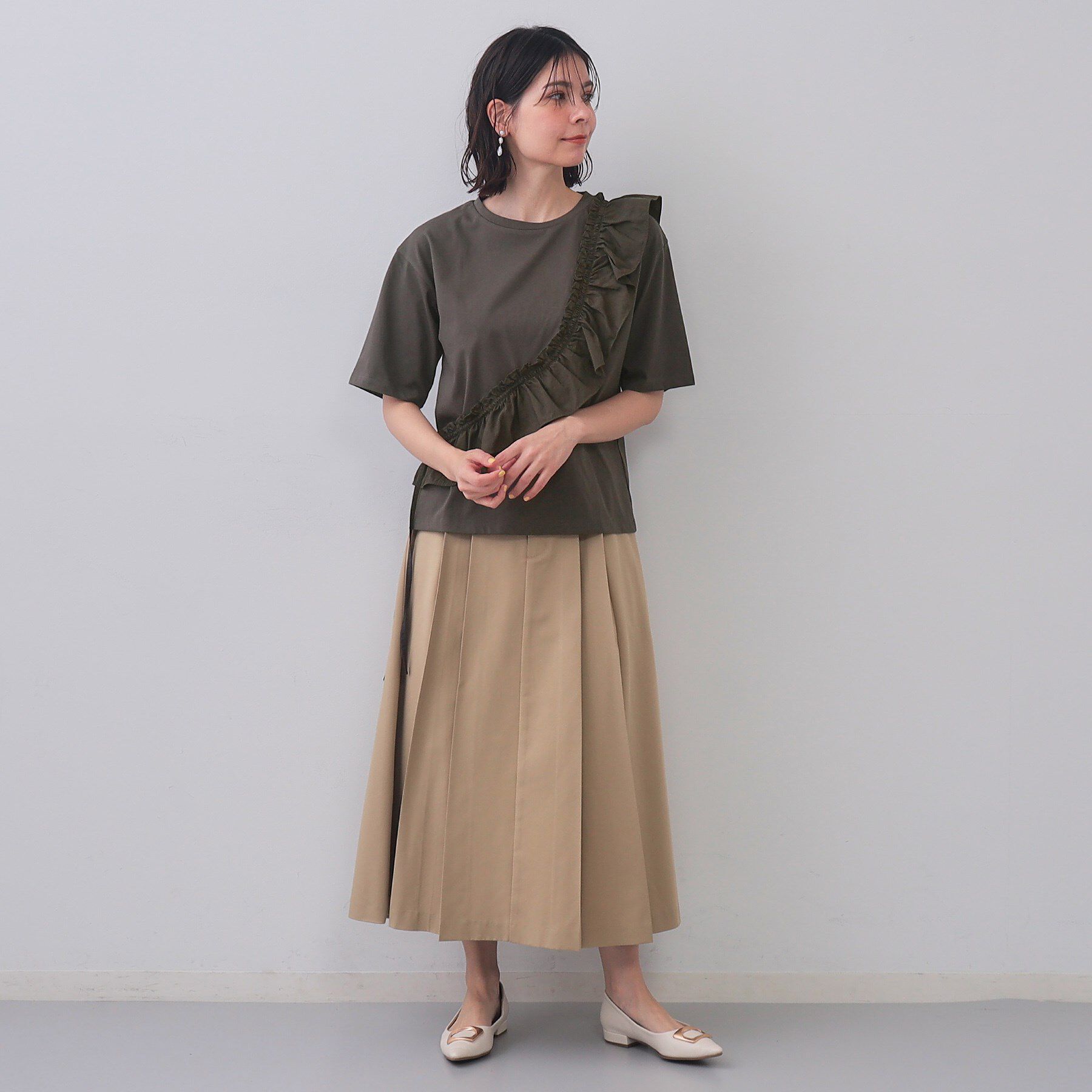 OPAQUE.CLIP「フリルドッキングカットソー【洗濯機洗い可】」|Tシャツ・カットソー|