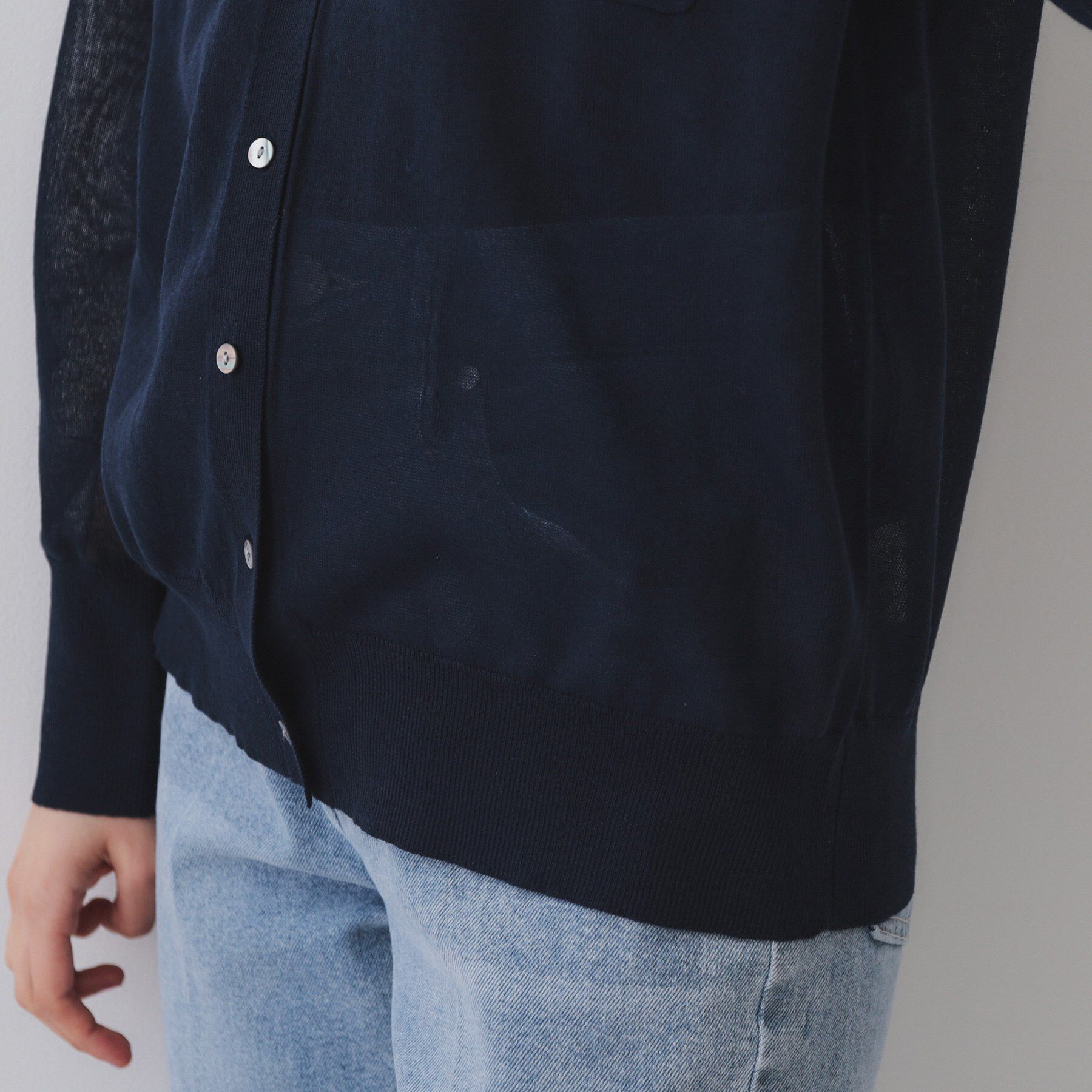 OPAQUE.CLIP「ポケットシアーニットカーディガン【洗濯機洗い可】」|カーディガン|