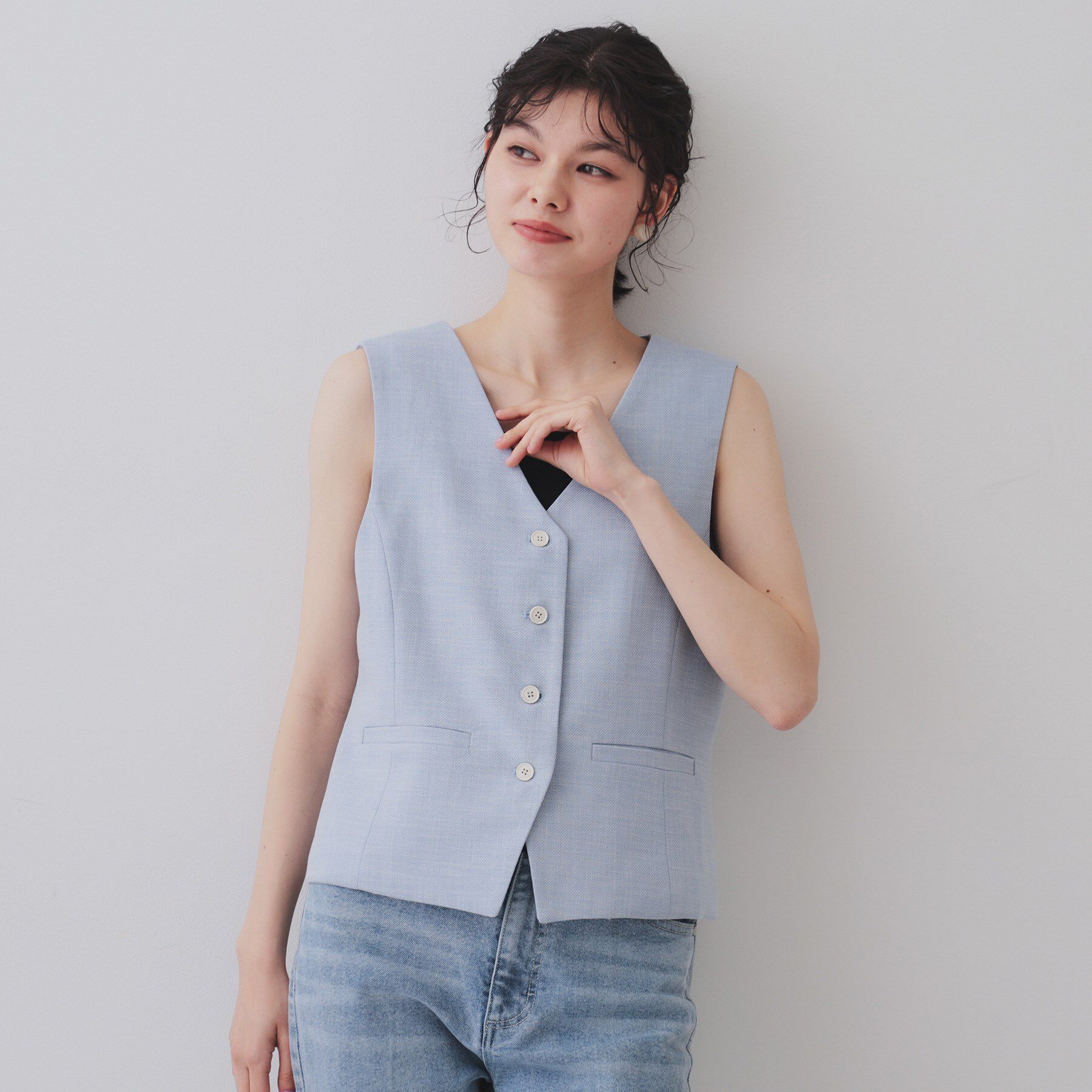 OPAQUE.CLIP「メランジコンパクトジレ/セットアップ対応可【洗濯機洗い可】」|ベスト・ジレ|