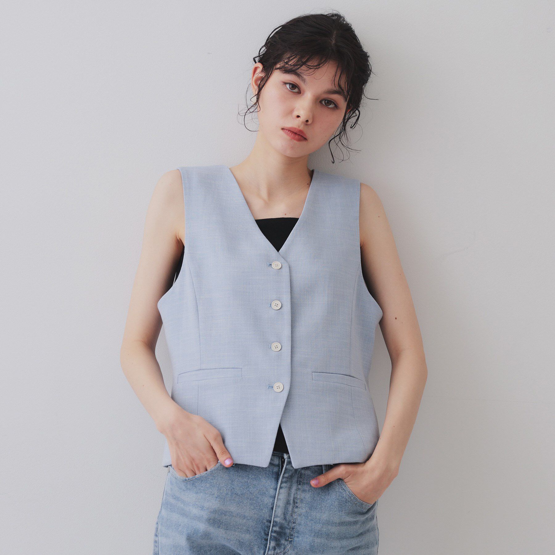 OPAQUE.CLIP「メランジコンパクトジレ/セットアップ対応可【洗濯機洗い可】」|ベスト・ジレ|