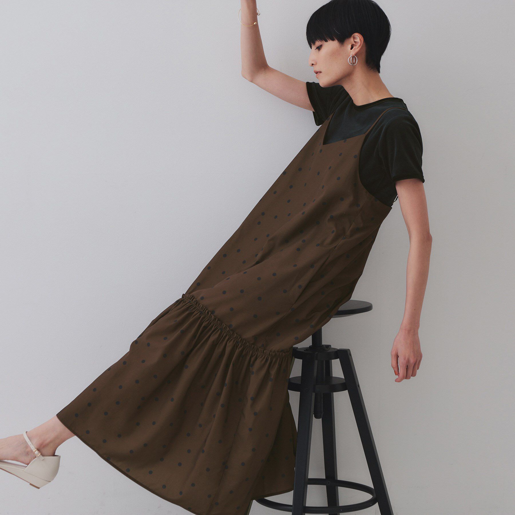 OPAQUE.CLIP「ドットプリントキャミワンピース【洗濯機洗い可】」|ワンピース|