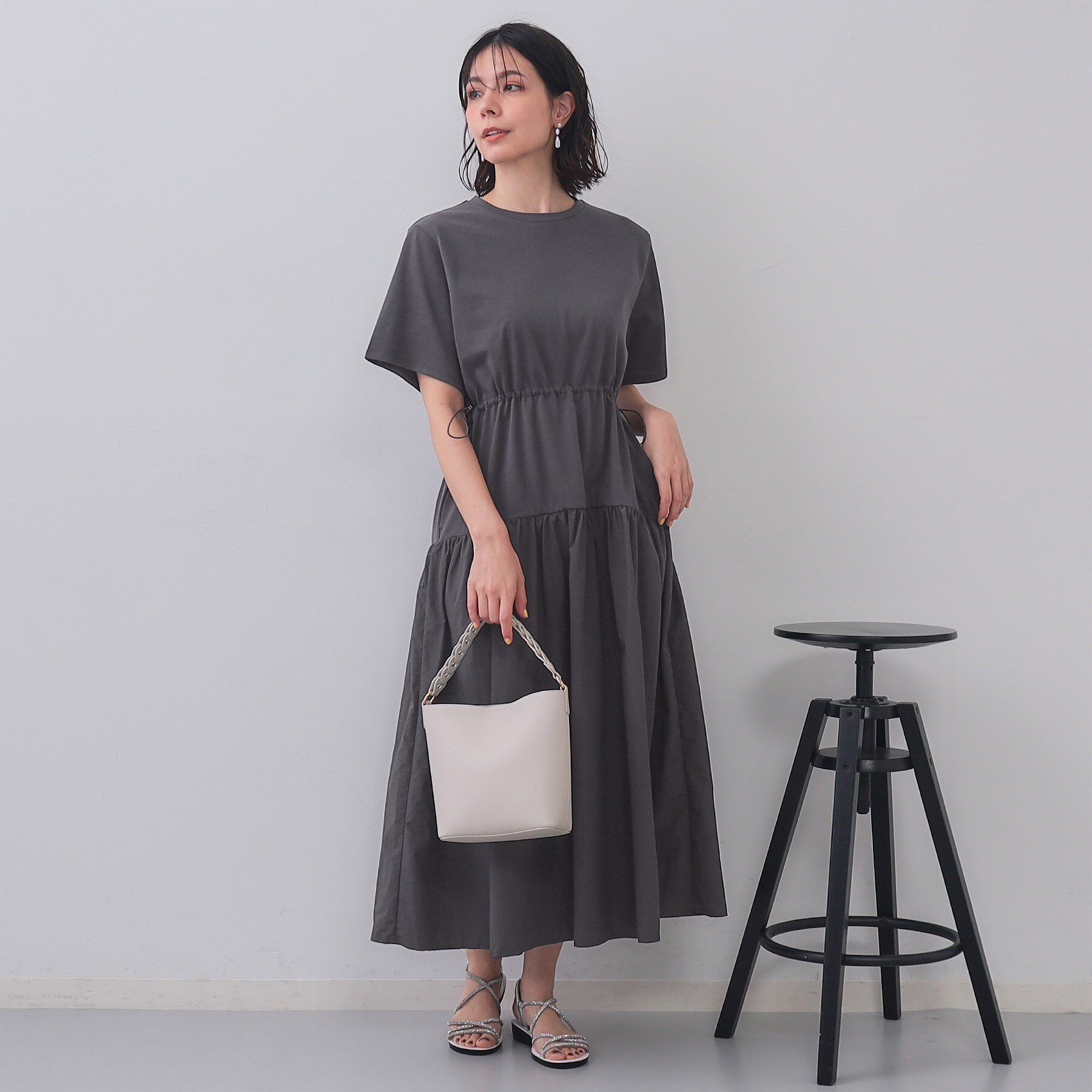 OPAQUE.CLIP「フィット＆フレアドッキングワンピース【洗濯機洗い可】」|ワンピース|