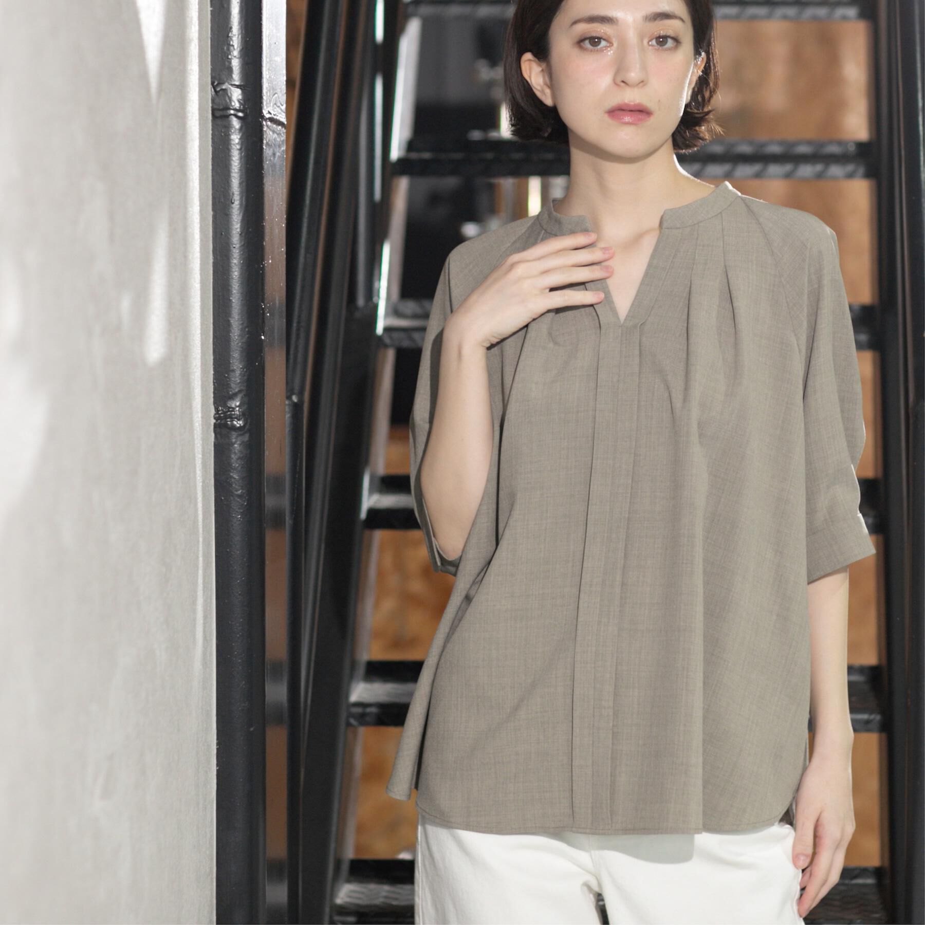 OPAQUE.CLIP「タックスキッパーブラウス【洗濯機洗い可】」|シャツ・ブラウス|