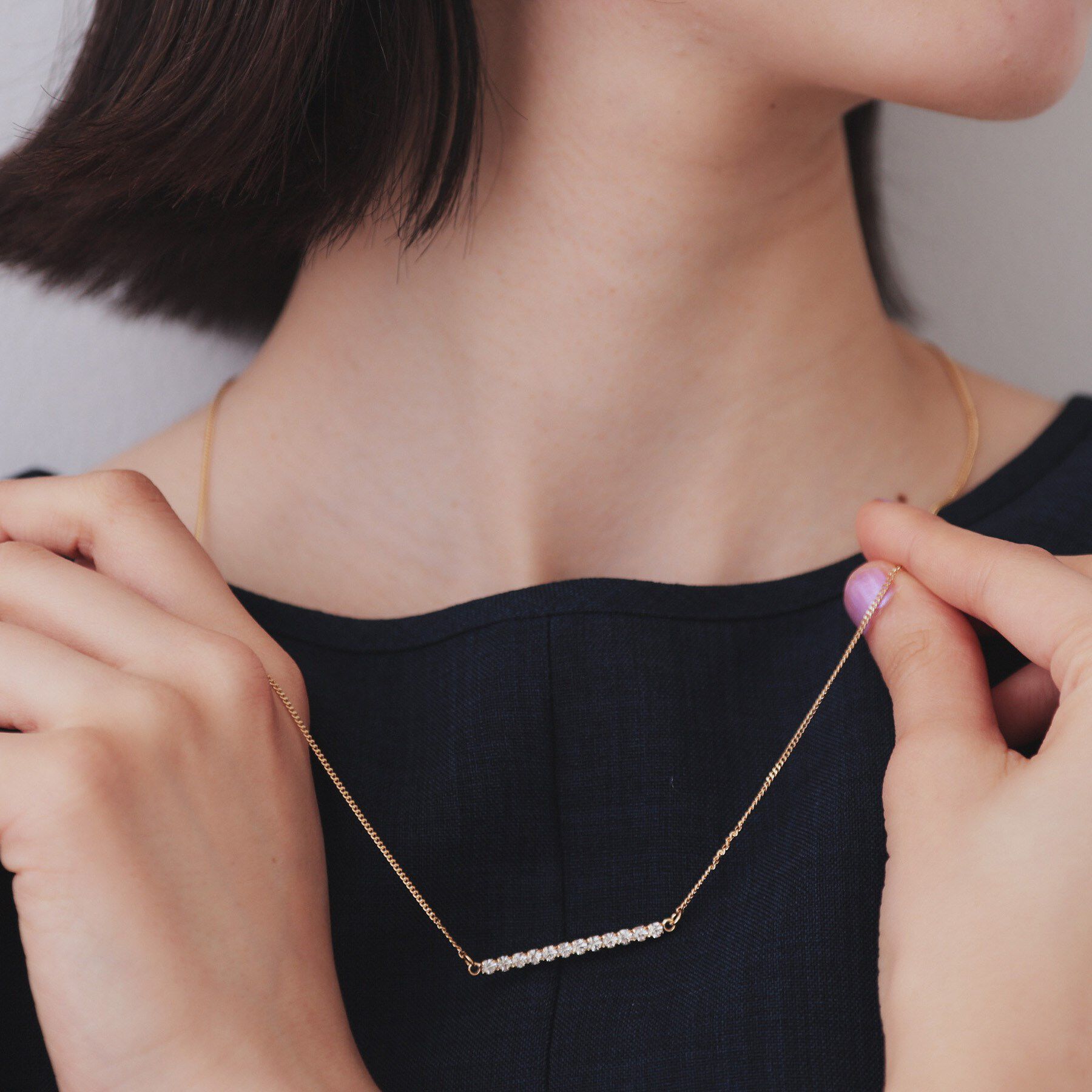 OPAQUE.CLIP「ビジューラインネックレス」|ネックレス|