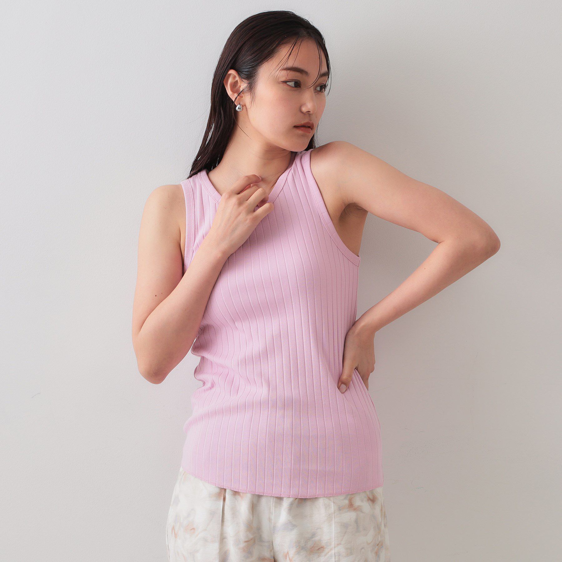 OPAQUE.CLIP「ワイドリブタンクトップ【洗濯機洗い可】」|キャミソール|