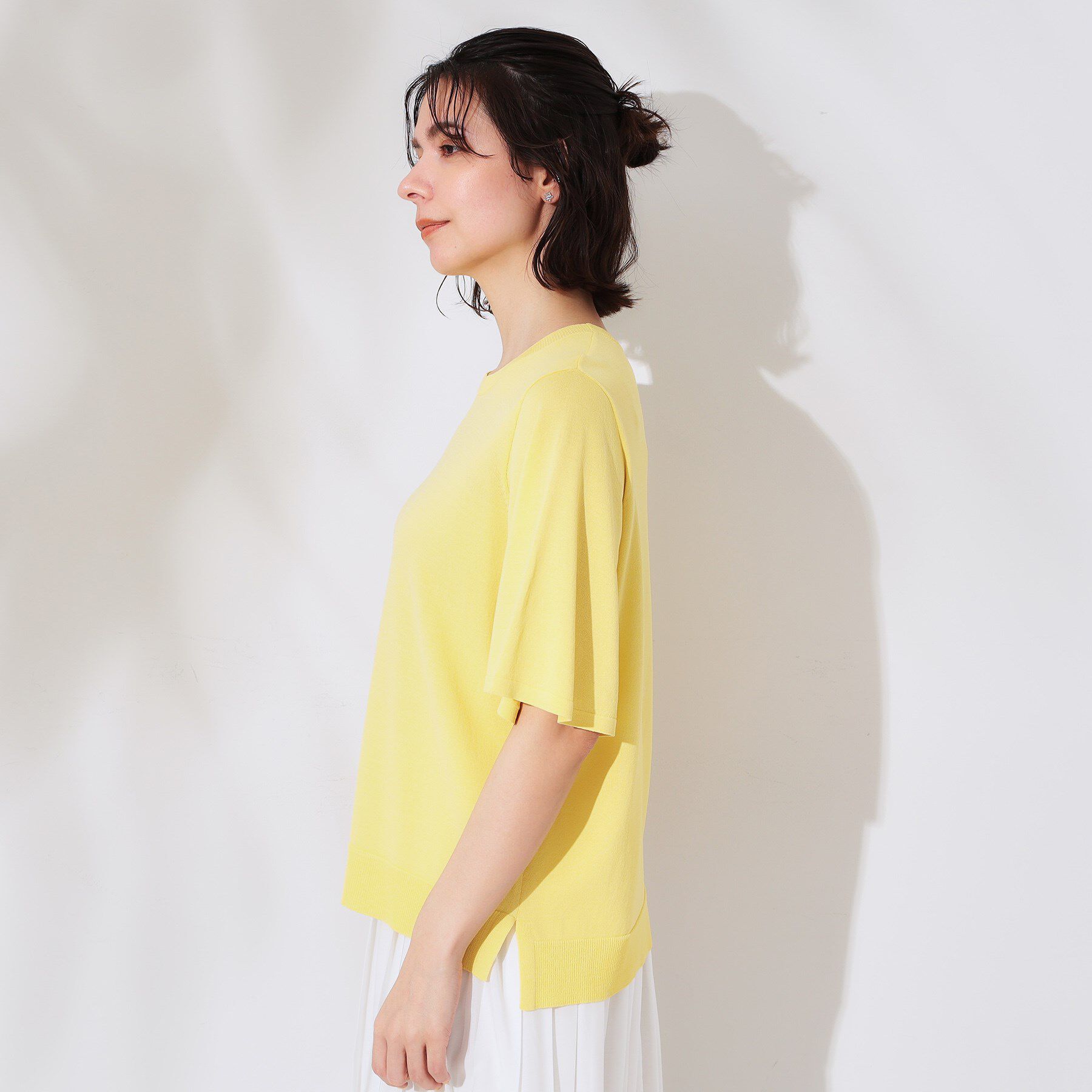 OPAQUE.CLIP「《6色展開/S-LLサイズ》フレアスリーブニット【UV/接触冷感/抗ピル/洗濯機洗い可】」|ニット・セーター|