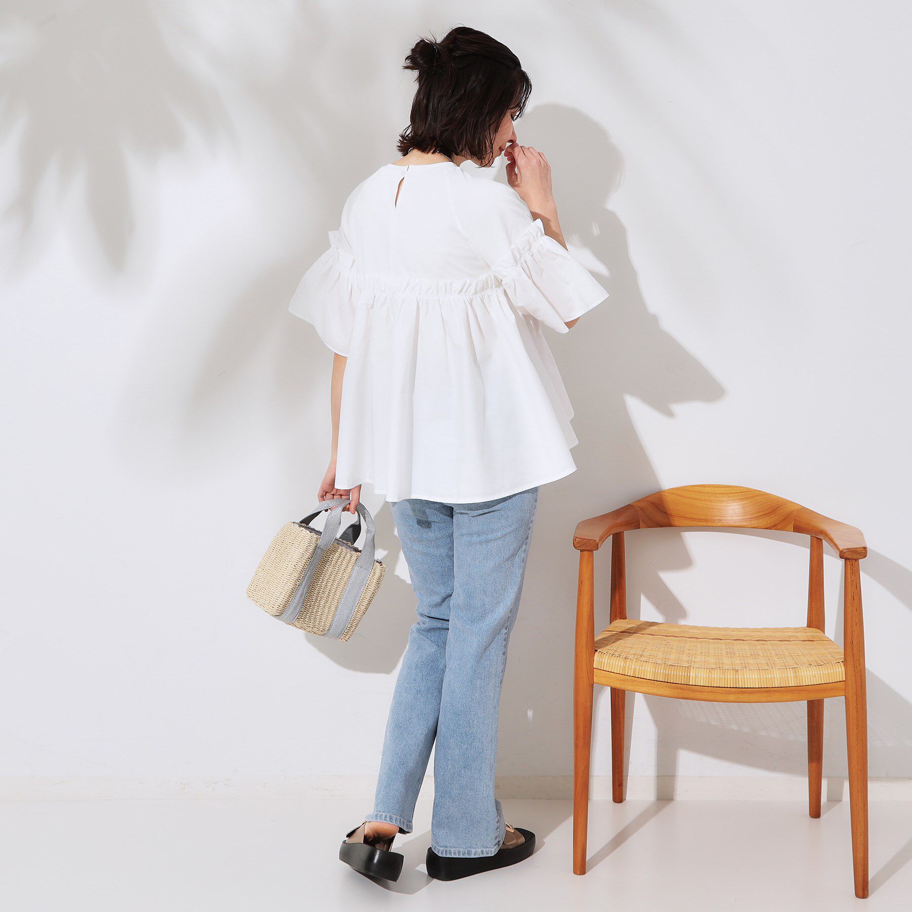 OPAQUE.CLIP「ギャザーフリルドッキングカットソー【洗濯機洗い可】」|Tシャツ・カットソー|