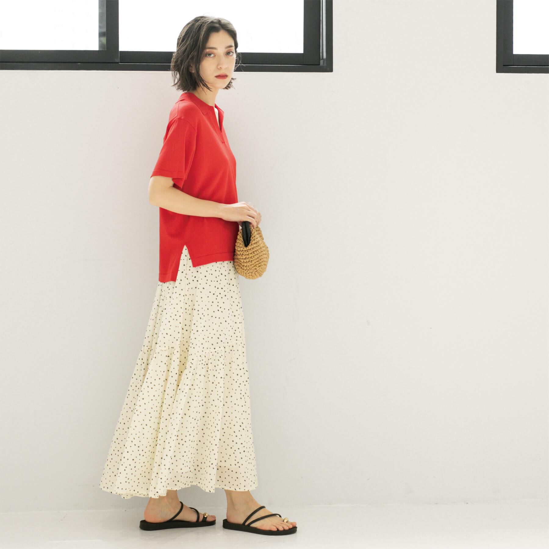 OPAQUE.CLIP「ギャザーフレアスカート/オーガニックコットン混【洗濯機洗い可】」|スカート|