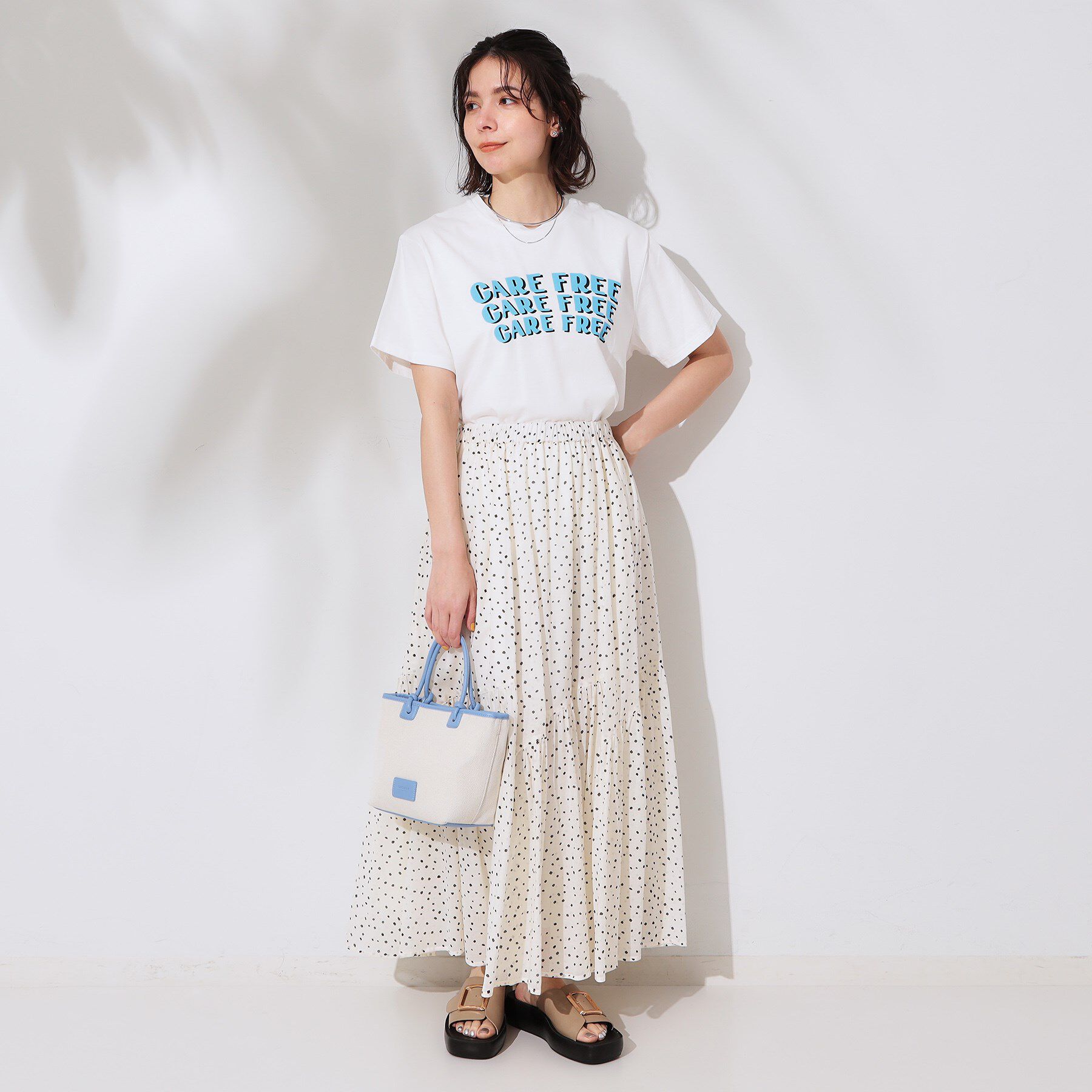OPAQUE.CLIP「ギャザーフレアスカート/オーガニックコットン混【洗濯機洗い可】」|スカート|