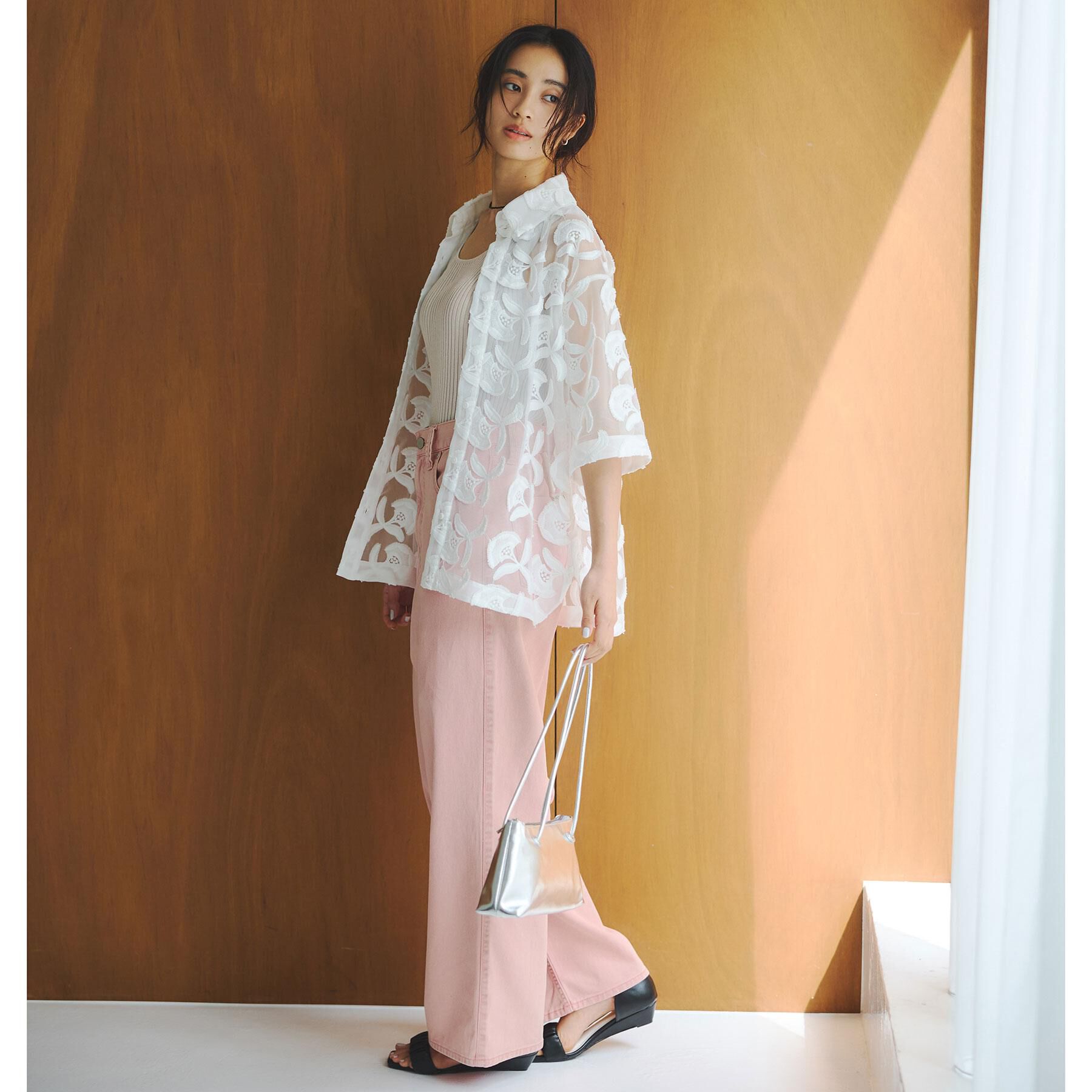 OPAQUE.CLIP「3Dフラワーレースシャツ【洗える】」|シャツ・ブラウス|