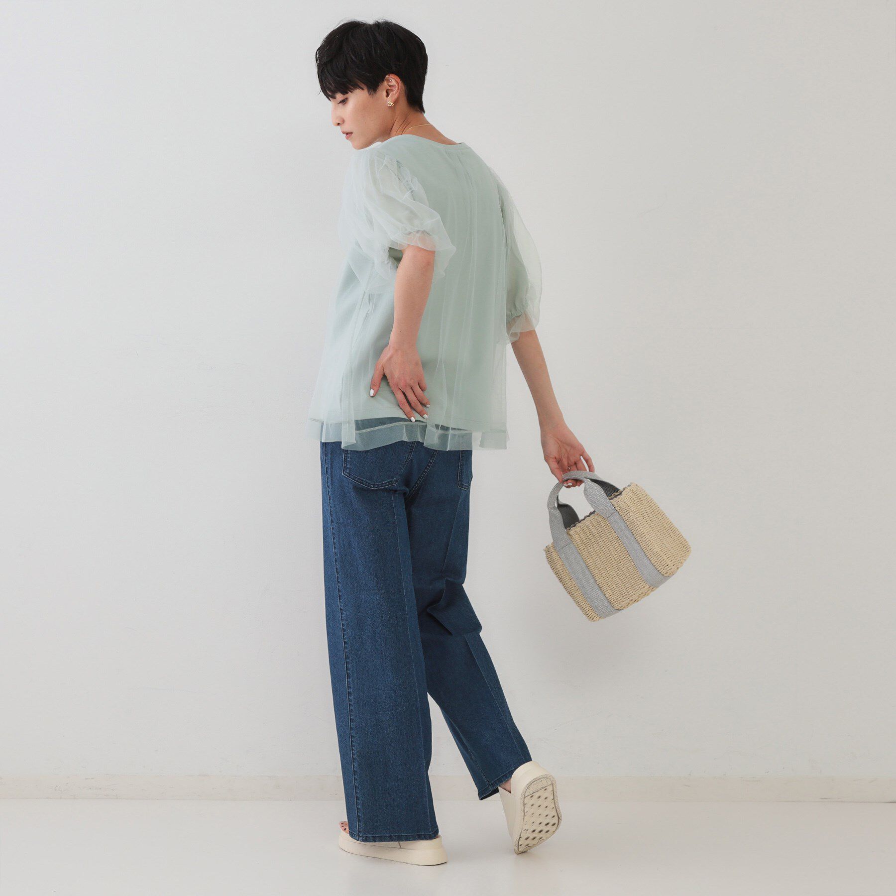 OPAQUE.CLIP「チュールレイヤードトップス【洗濯機洗い可】」|Tシャツ・カットソー|