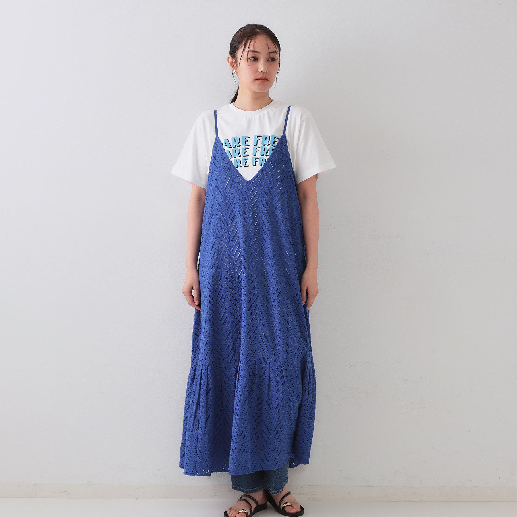 OPAQUE.CLIP「インドコットンアイレット刺繍キャミワンピース【洗える】」|ワンピース|