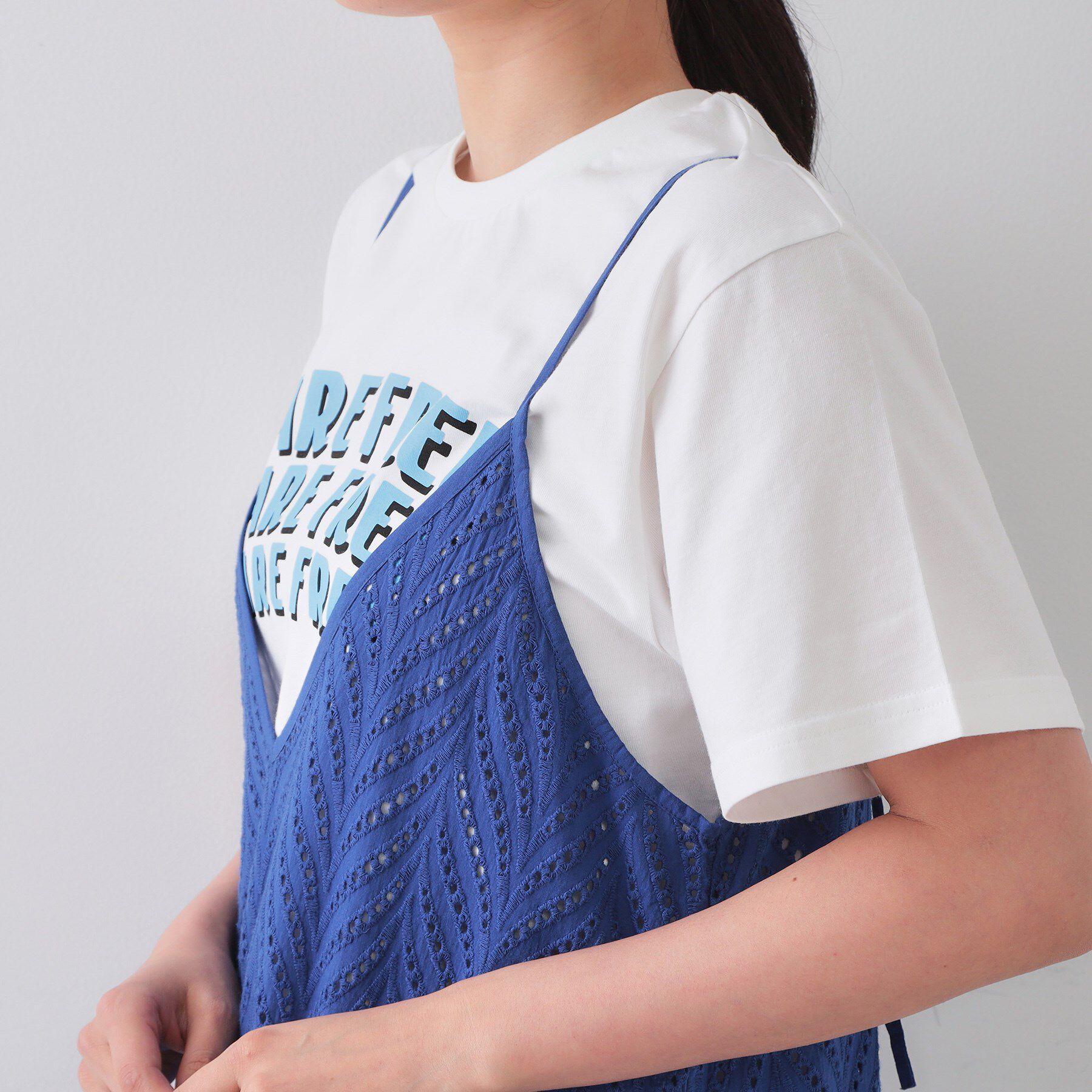 OPAQUE.CLIP「インドコットンアイレット刺繍キャミワンピース【洗える】」|ワンピース|