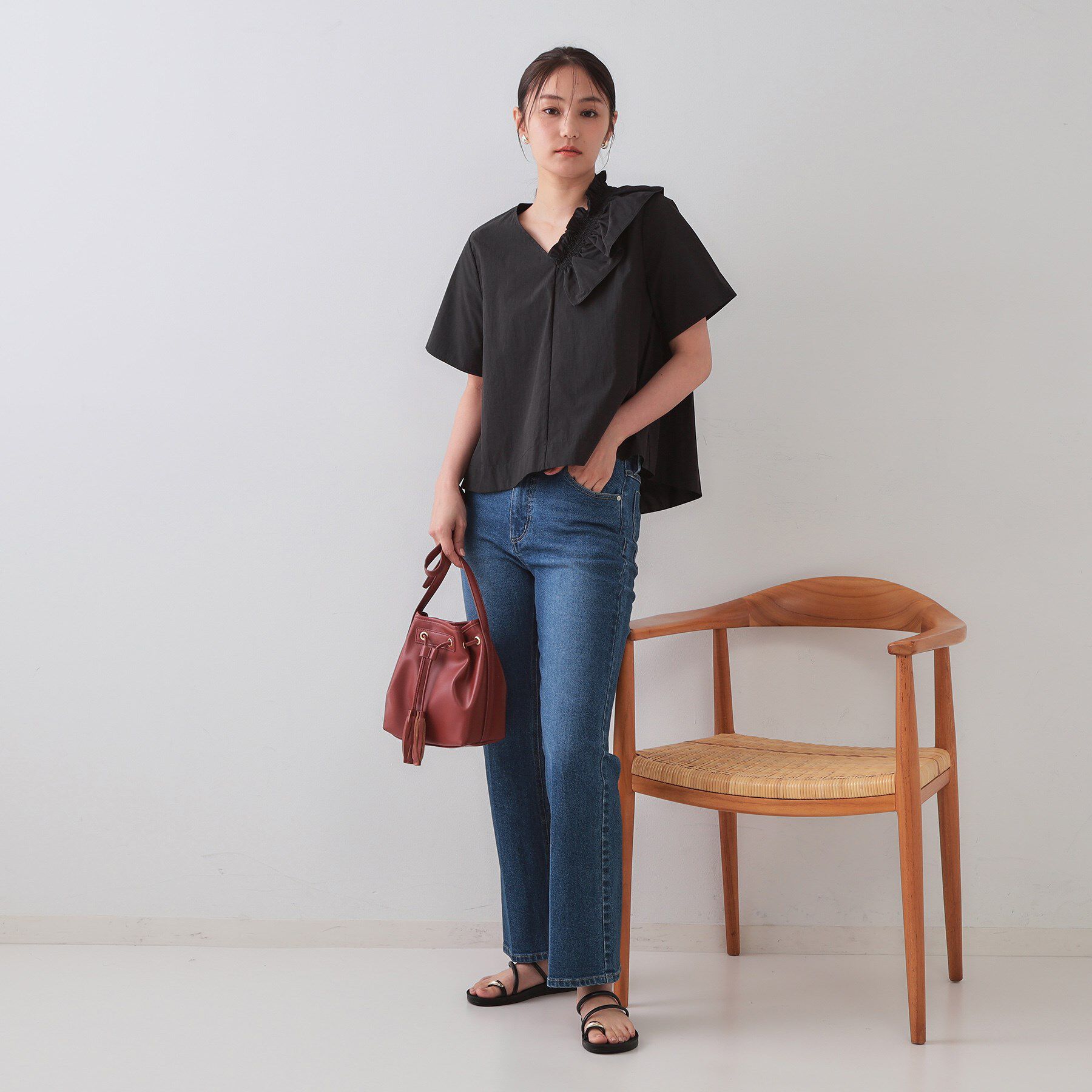 OPAQUE.CLIP「アシンメトリーフリルブラウス【洗濯機洗い可】」|シャツ・ブラウス|