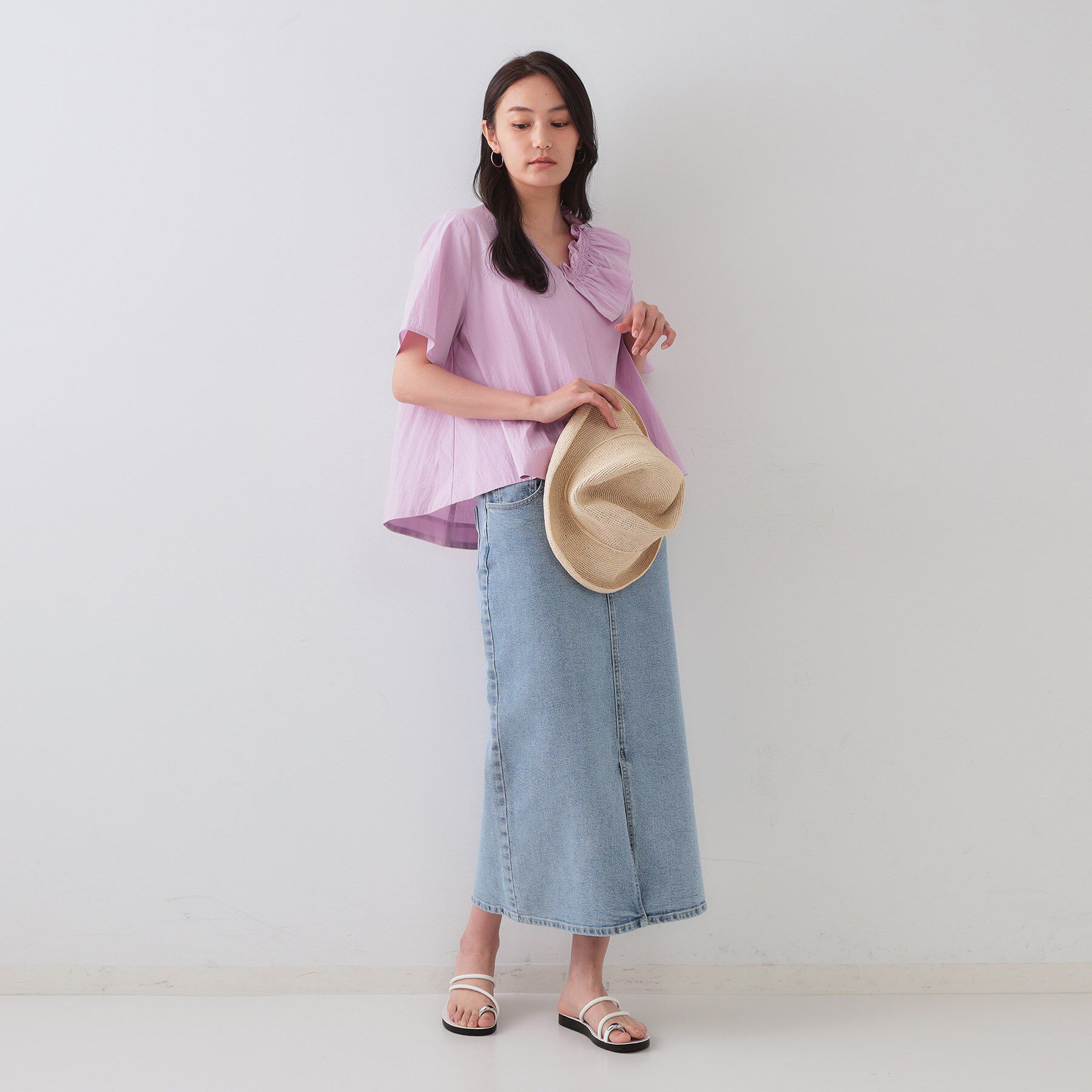 OPAQUE.CLIP「アシンメトリーフリルブラウス【洗濯機洗い可】」|シャツ・ブラウス|