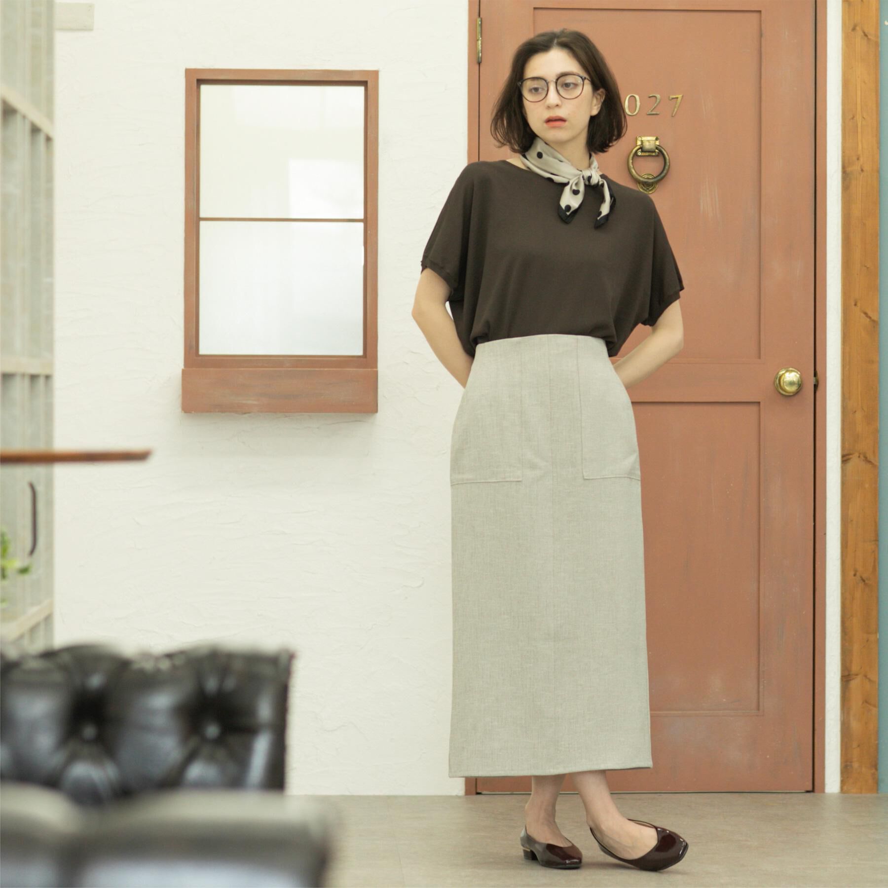 OPAQUE.CLIP「《美人百花掲載》ストレッチリネンライクタイトスカート【洗濯機洗い可】」|スカート|