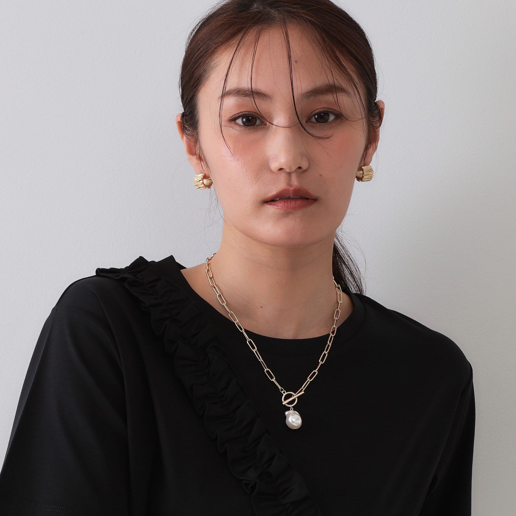 OPAQUE.CLIP「チェーン&times;フェイクパール マンテルネックレス」|ネックレス|