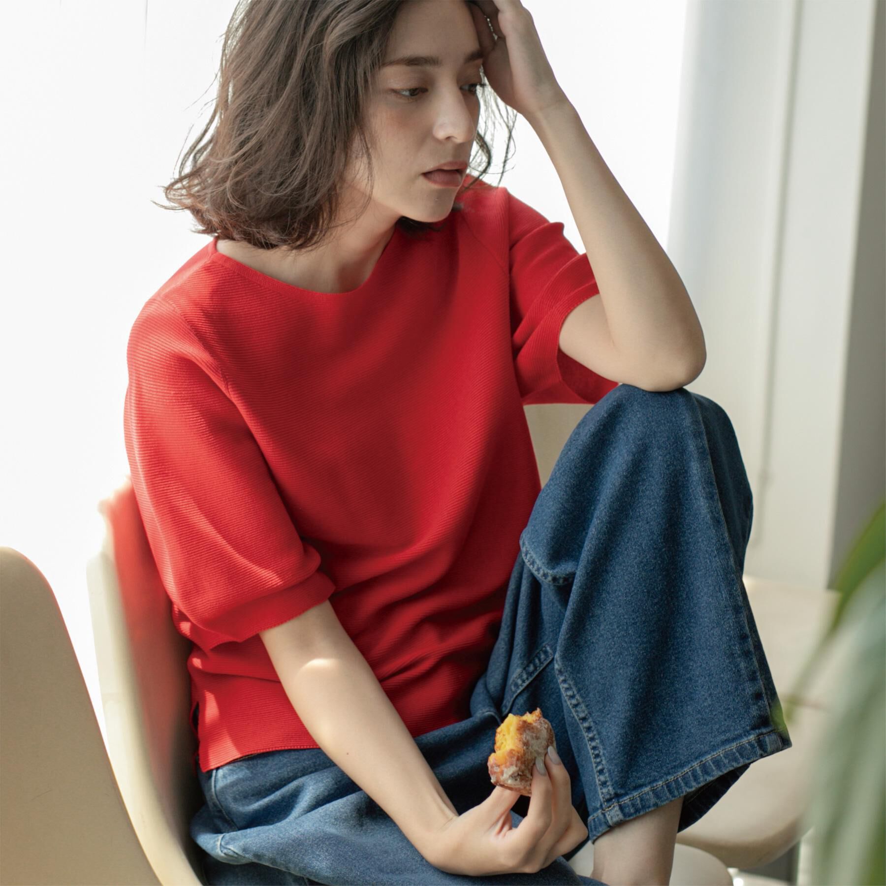 OPAQUE.CLIP「ガーターボリュームスリーブニット【UVケア/洗濯機洗い可】」|ニット・セーター|