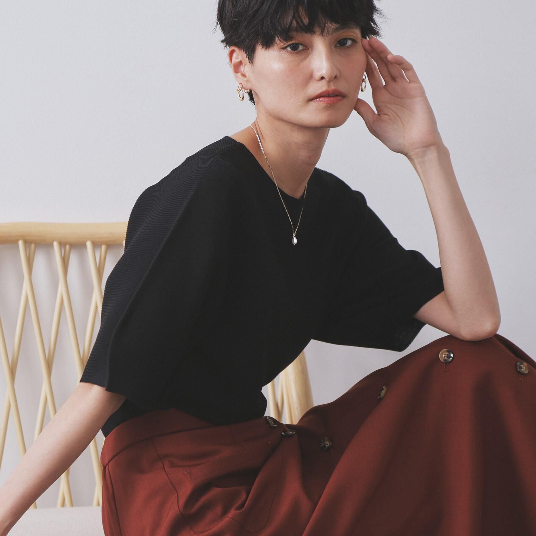 OPAQUE.CLIP「ガーターボリュームスリーブニット【UVケア/洗濯機洗い可】」|ニット・セーター|