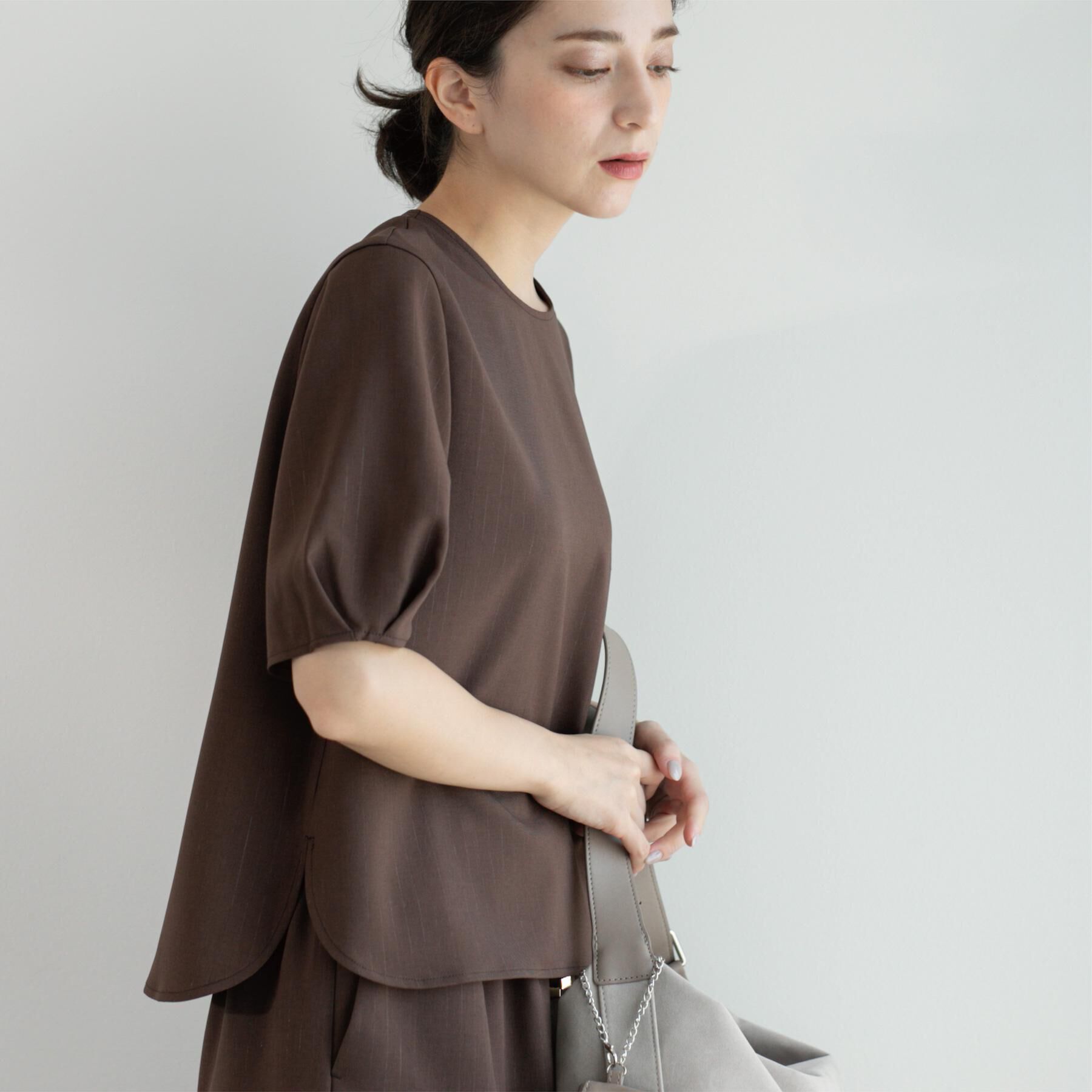 OPAQUE.CLIP「ラメストライプタックスリーブブラウス/セットアップ可【洗濯機洗い可/防シワ/吸水速乾】」|シャツ・ブラウス|