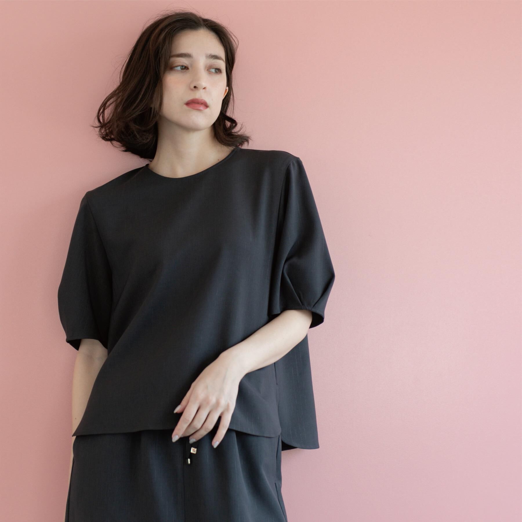 OPAQUE.CLIP「ラメストライプタックスリーブブラウス/セットアップ可【洗濯機洗い可/防シワ/吸水速乾】」|シャツ・ブラウス|